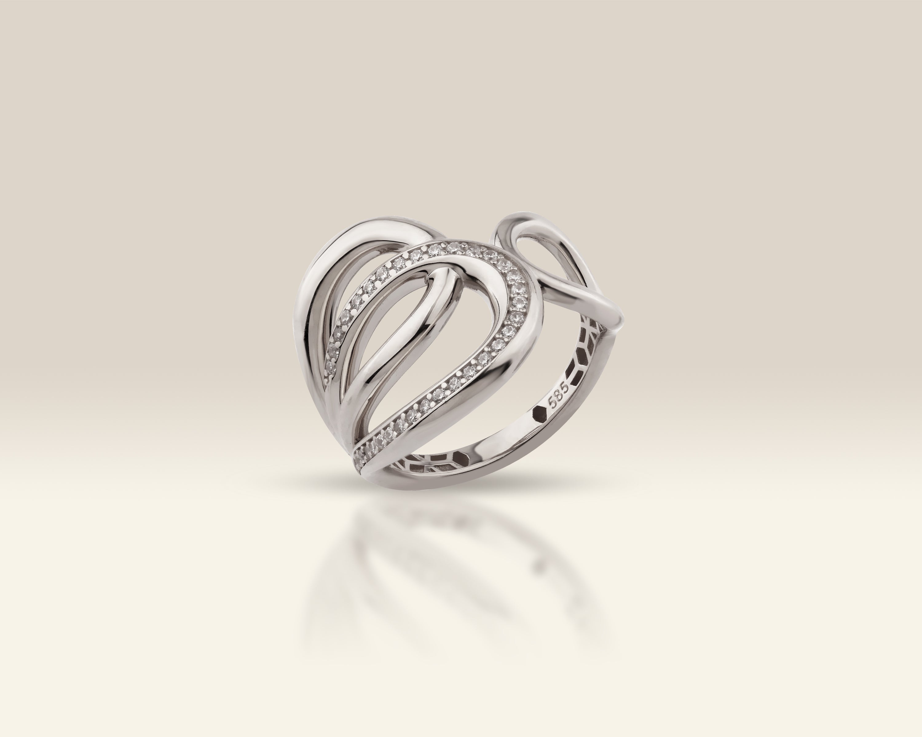 Chunky Open Wrap Interlock Ring in Solid Gold