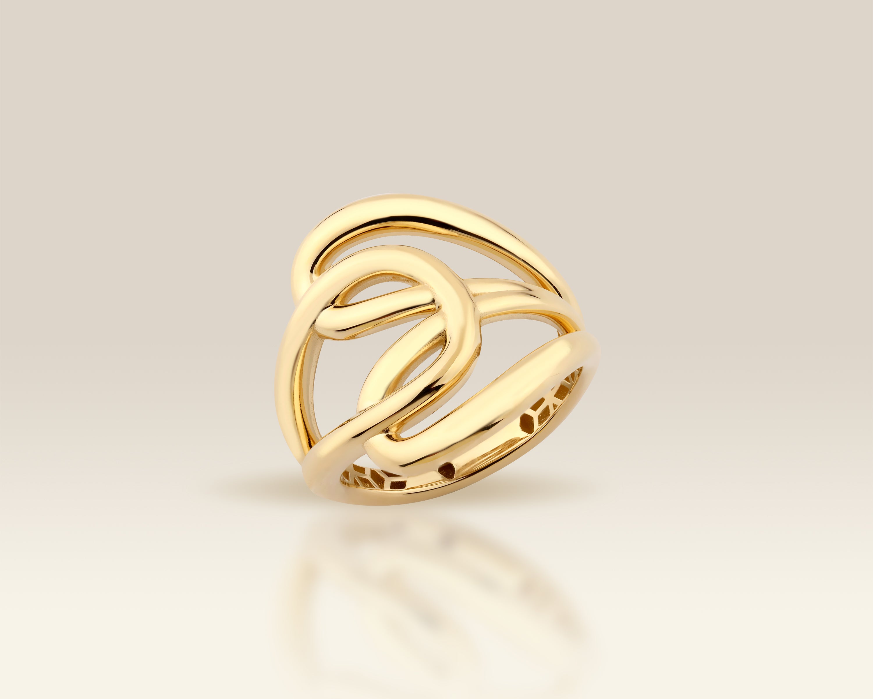 14K Gold Triple Loop Bypass Statement Ring