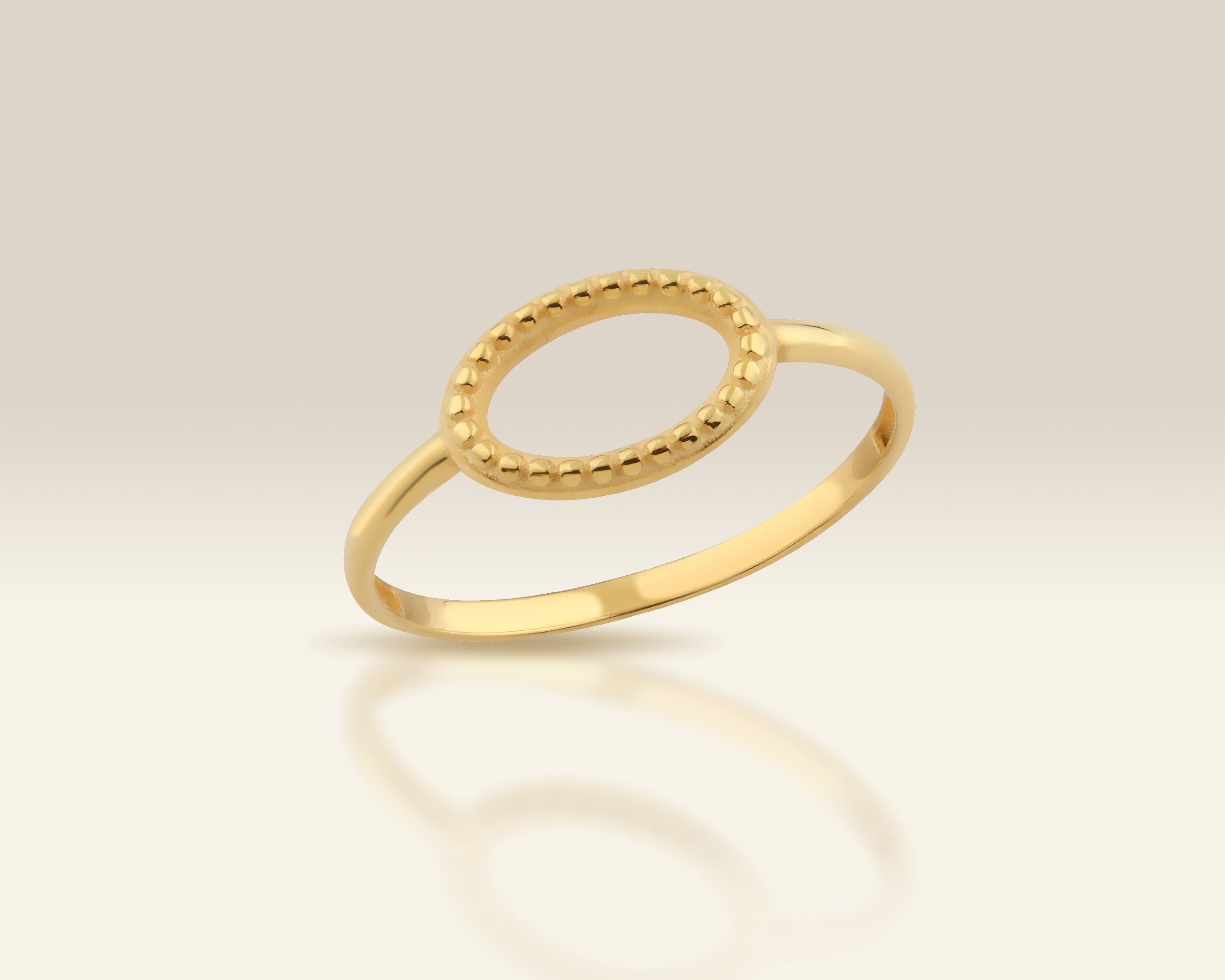 Beaded Open Oval Ring