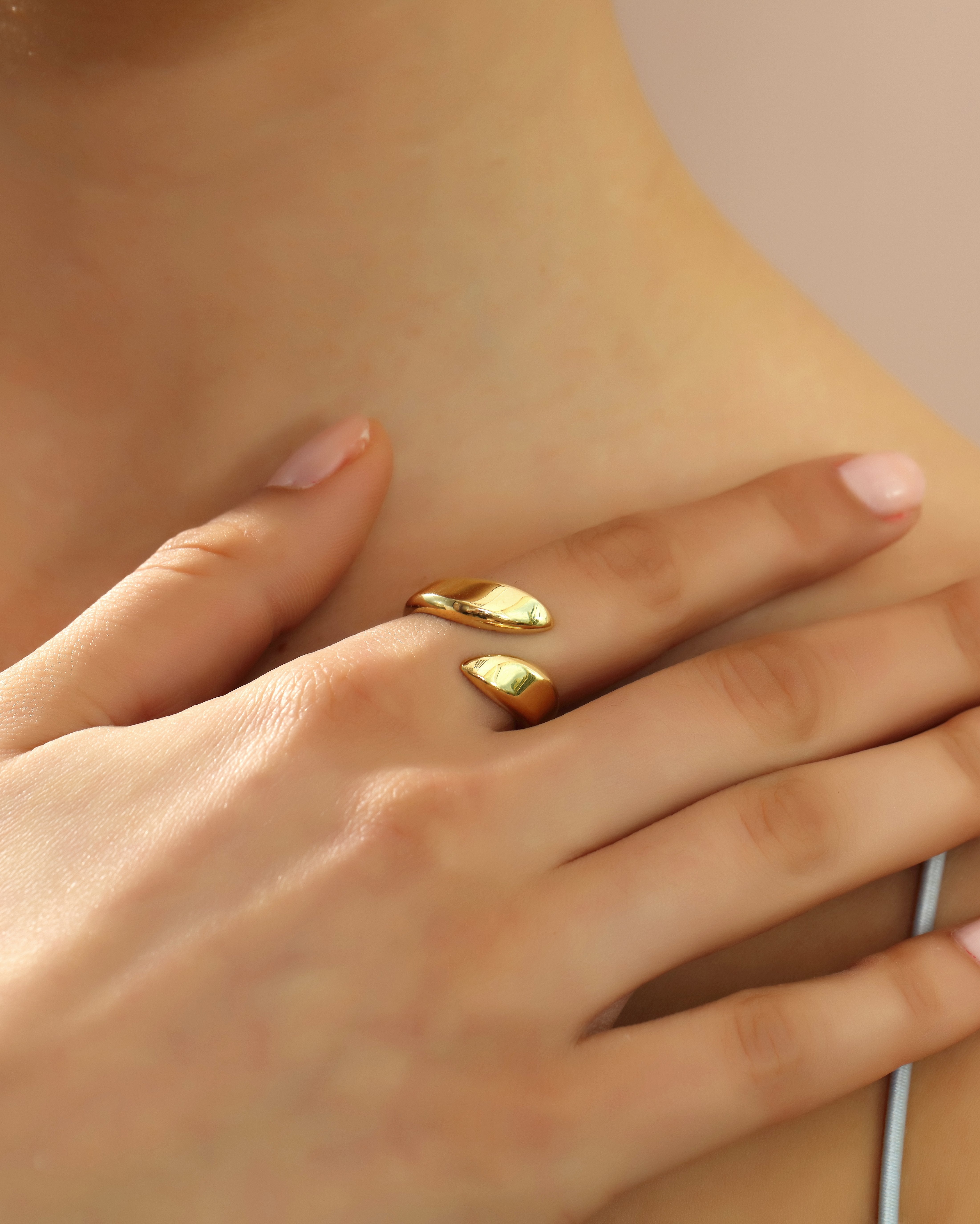 Solid Gold Open Chunky Statement Ring