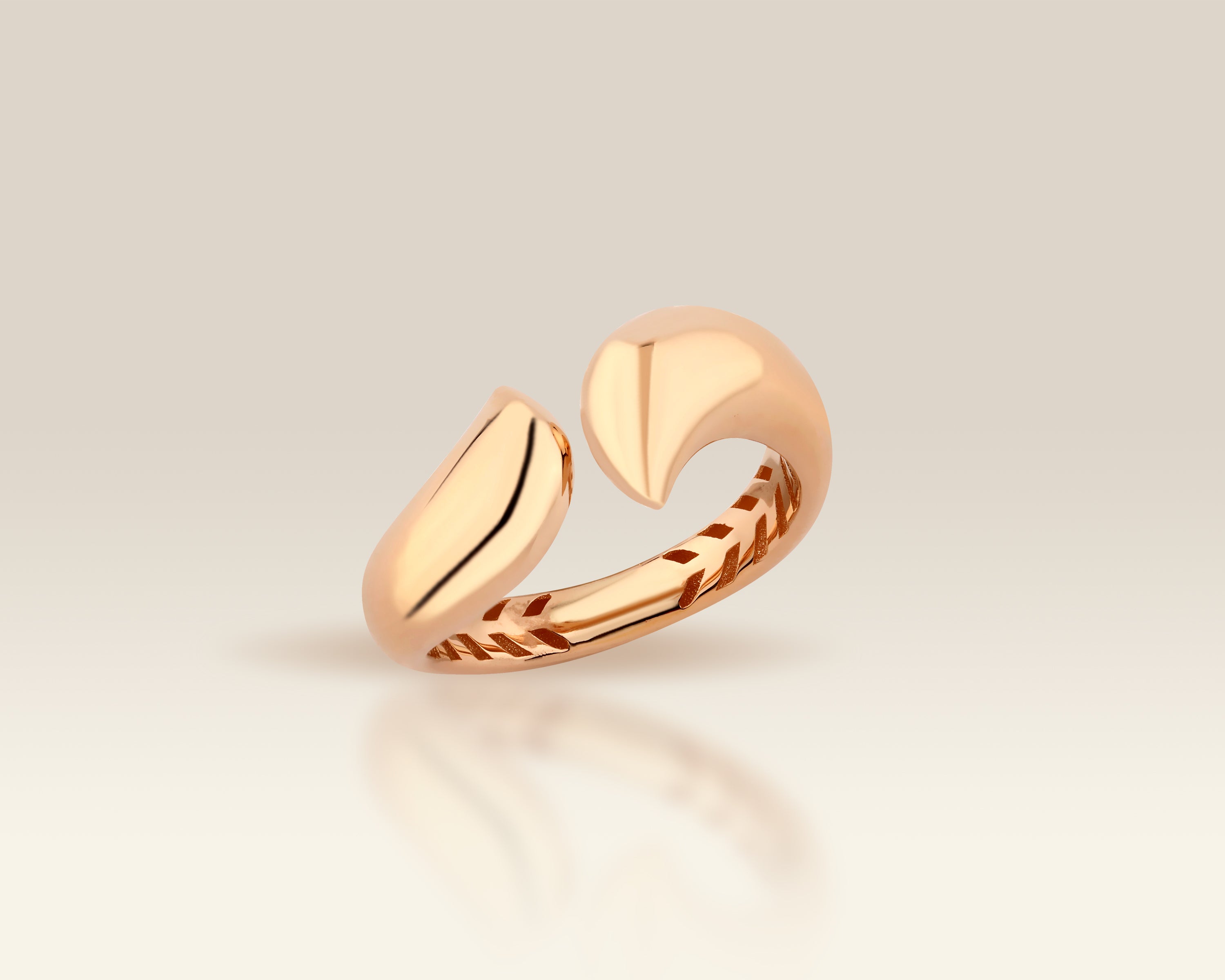 Dainty Bypass Open Ring in Solid Gold