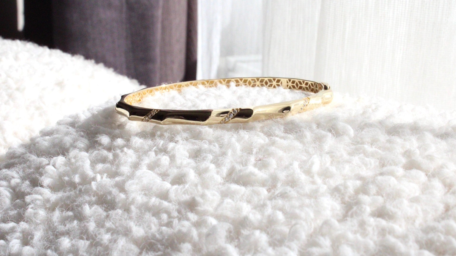 Sculpted Gold Pave Bangle