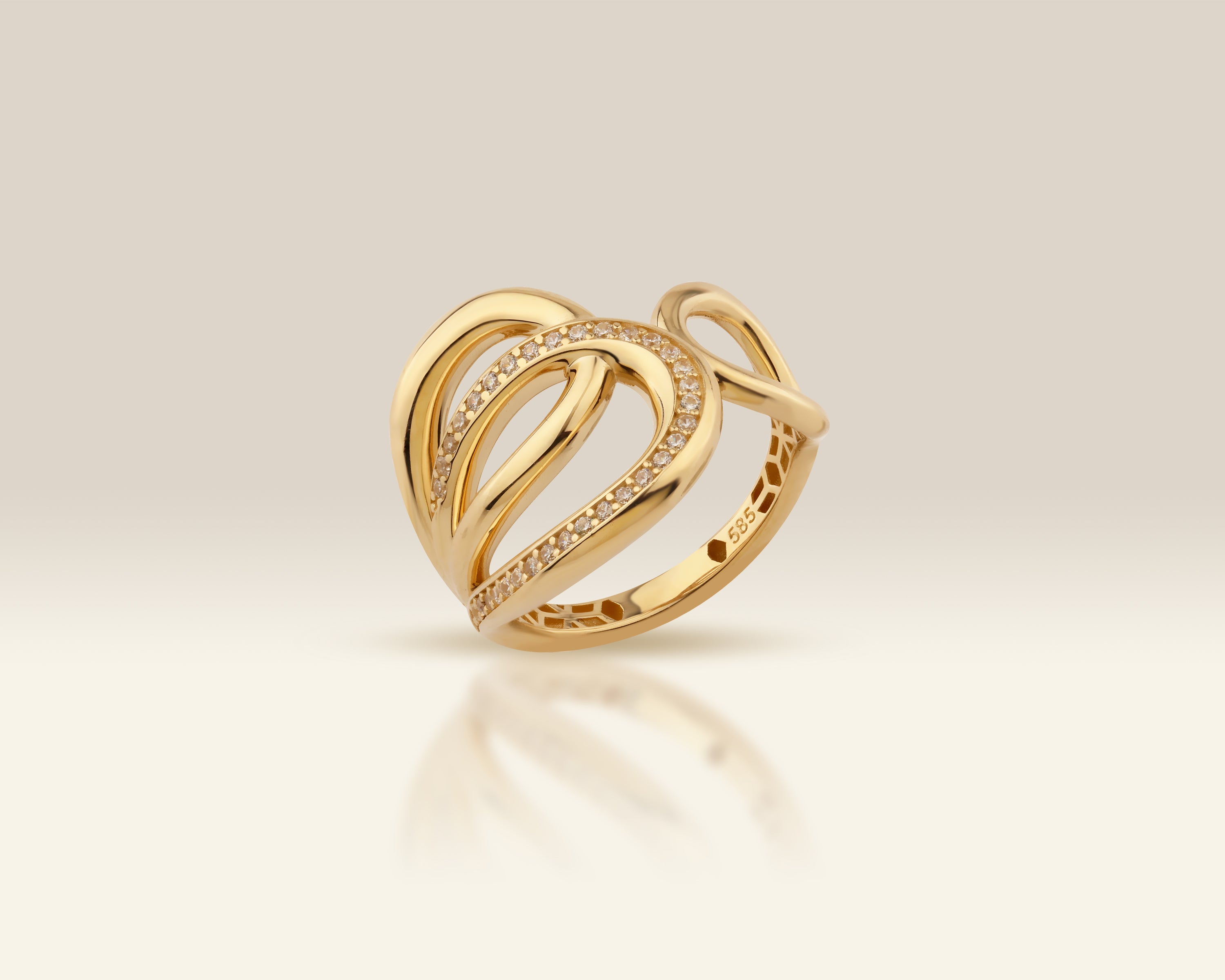Chunky Open Wrap Interlock Ring in Solid Gold