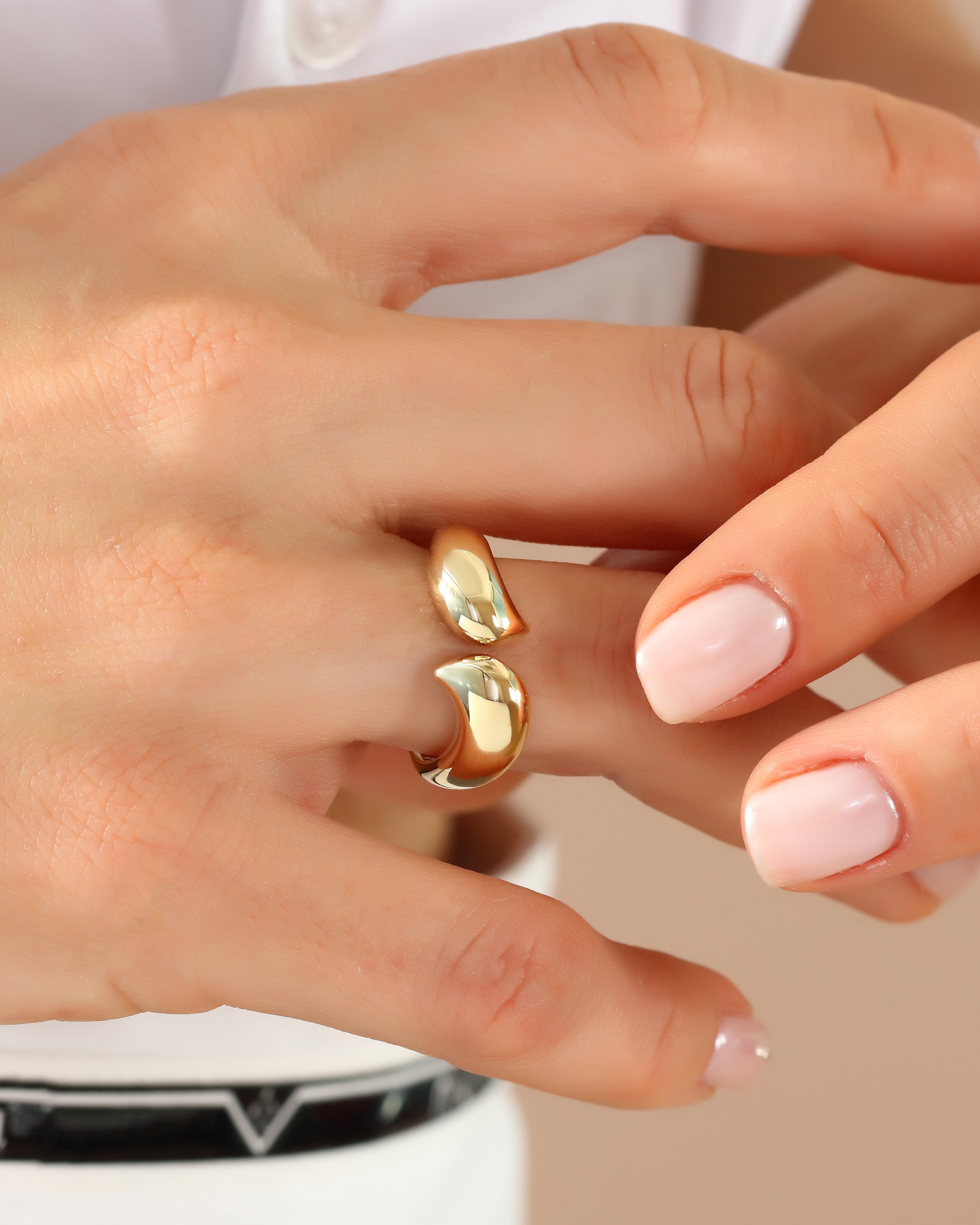 Dainty Bypass Open Ring in Solid Gold