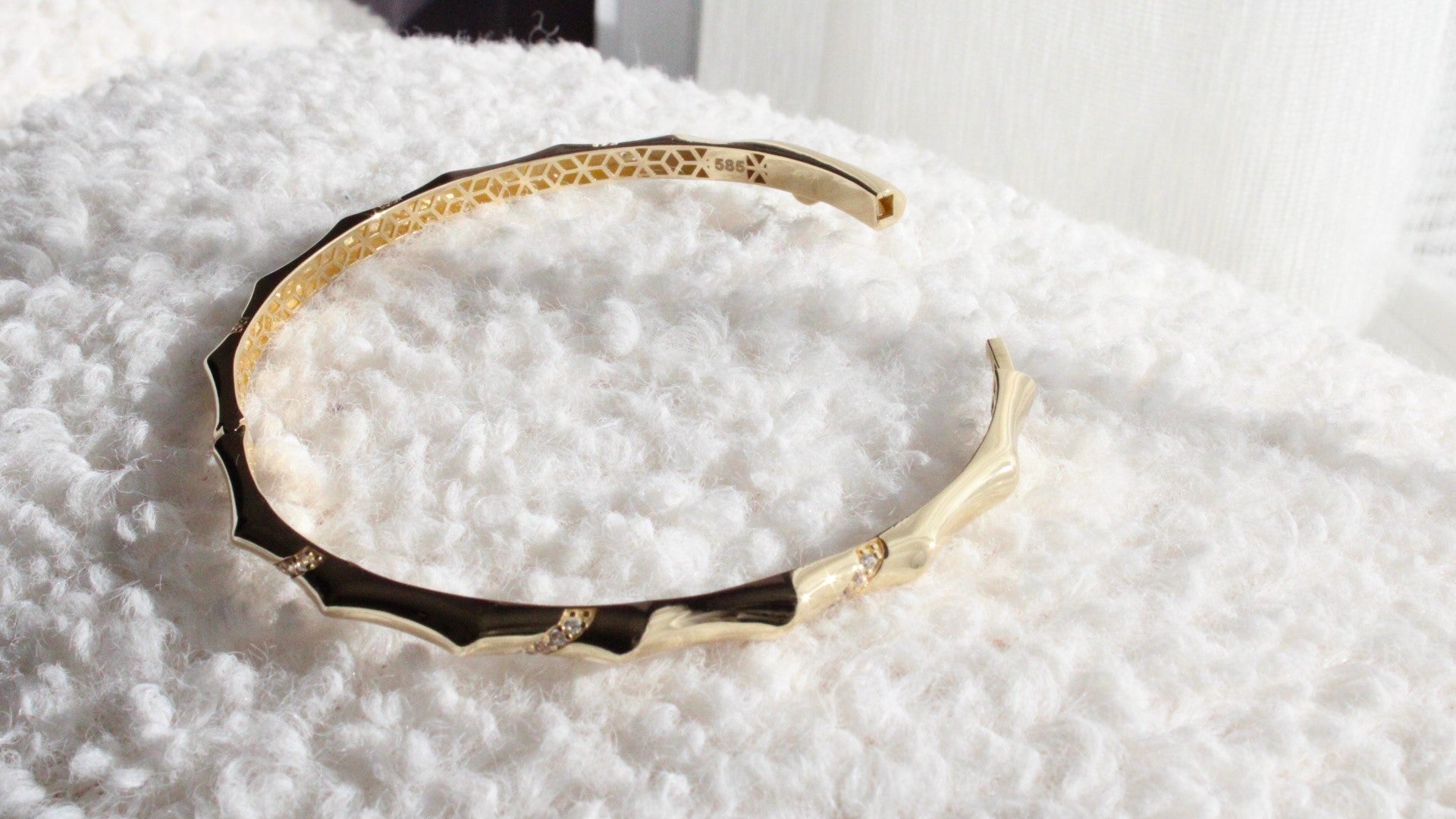 Sculpted Gold Pave Bangle