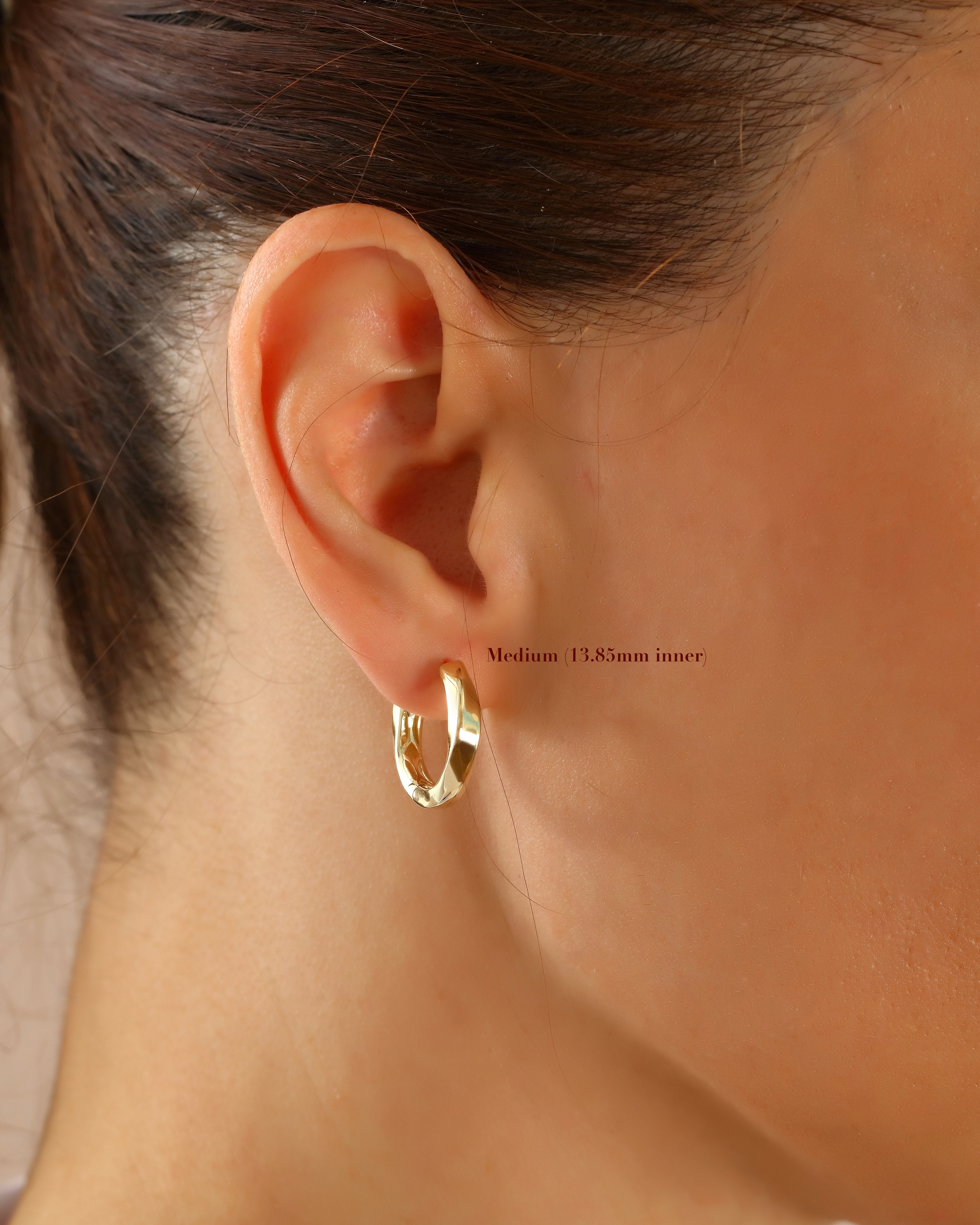 Solid Gold Twisted Hoop Earrings for Women