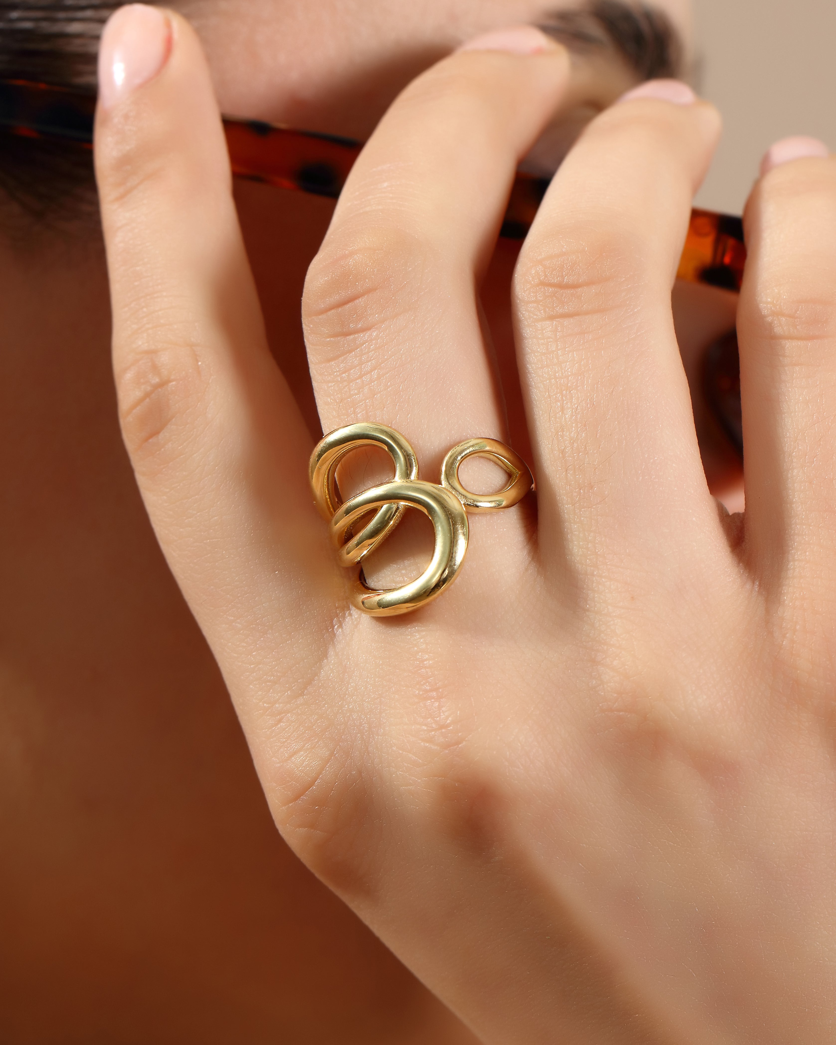 Dainty Triple Loop Gold Ring | Solid Gold