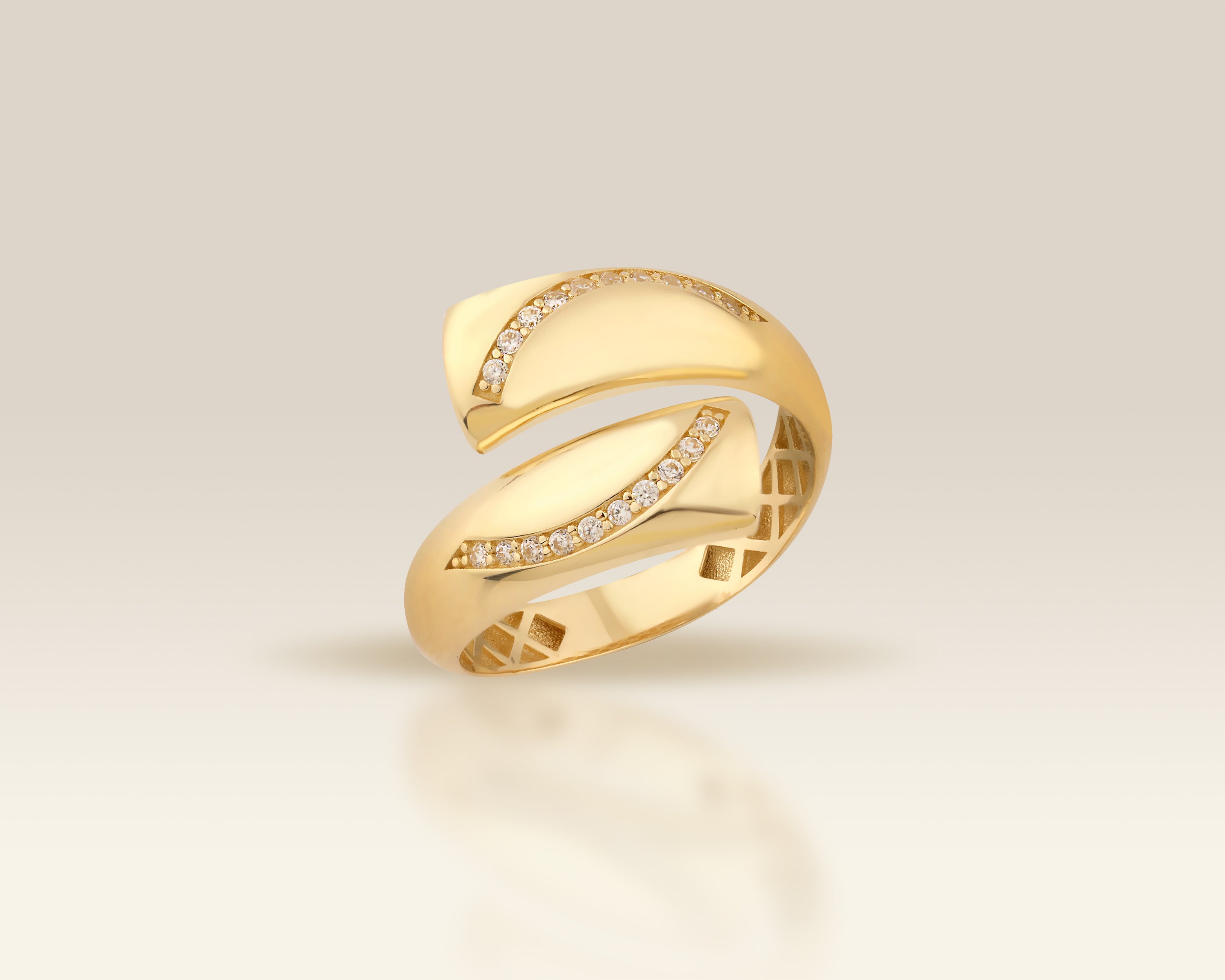 Open Wrap Bypass Crossover Dainty Ring – Solid Gold