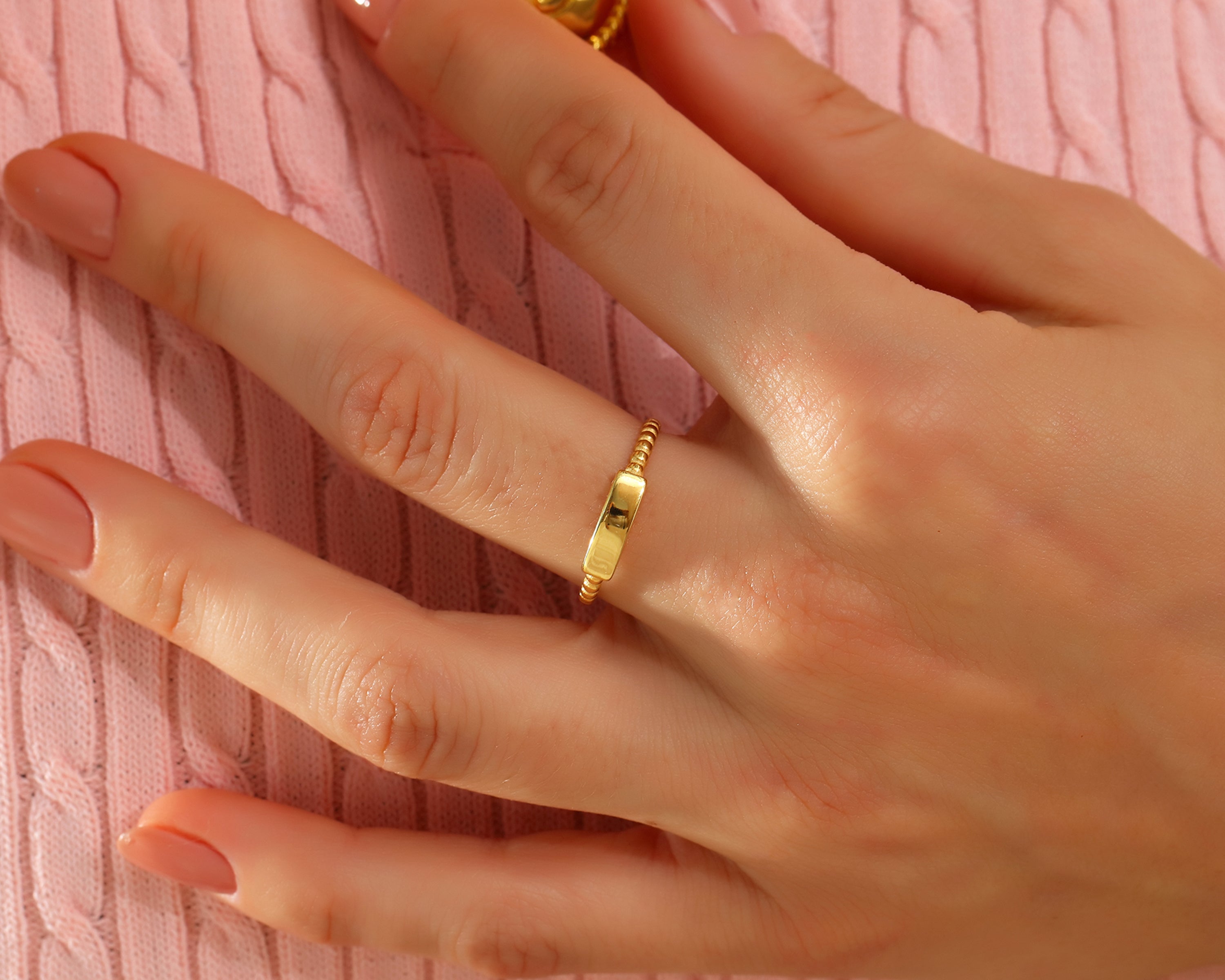 Beaded Wedding Band Ring