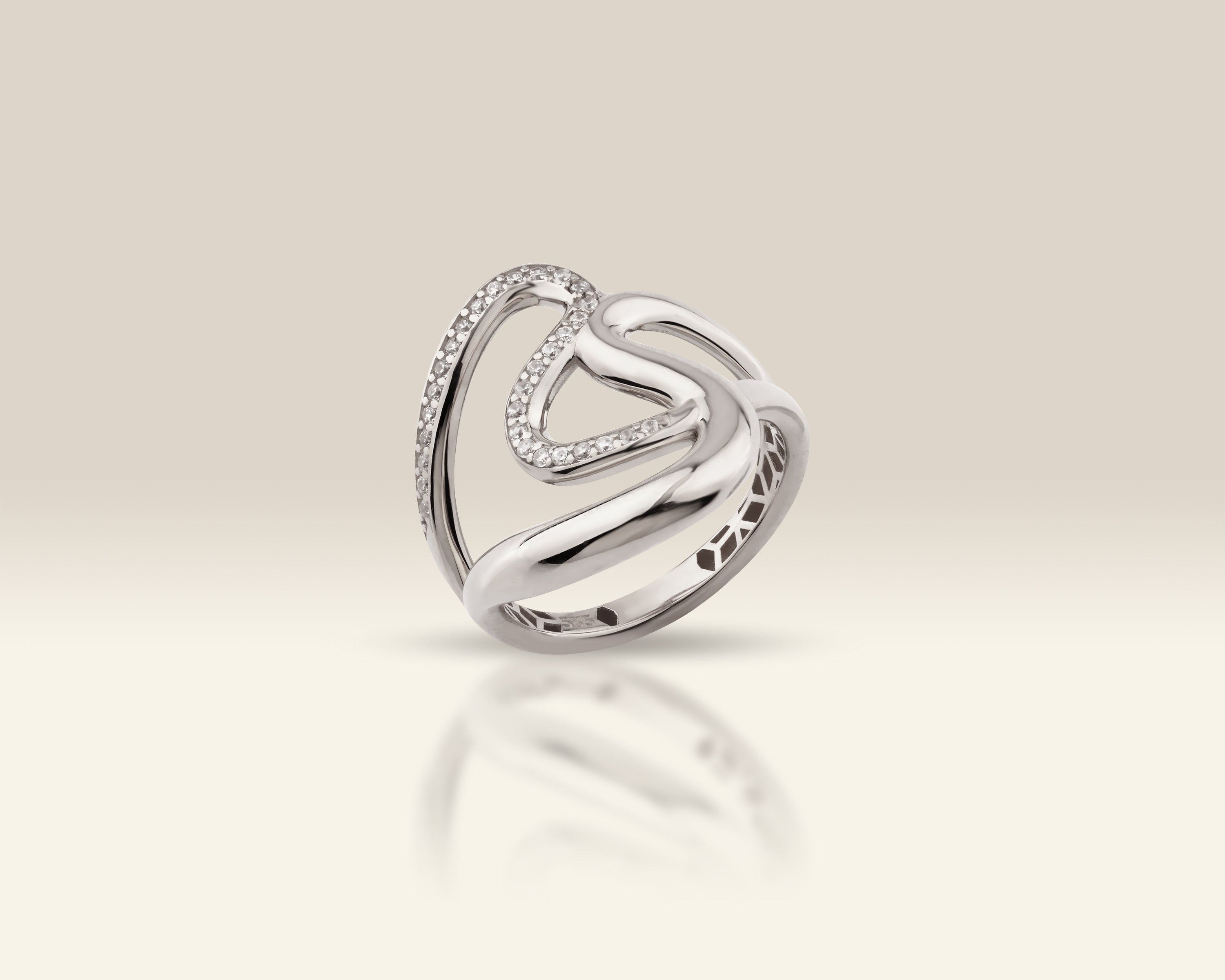 Sculpted Pavé Knot Wavy Statement Ring