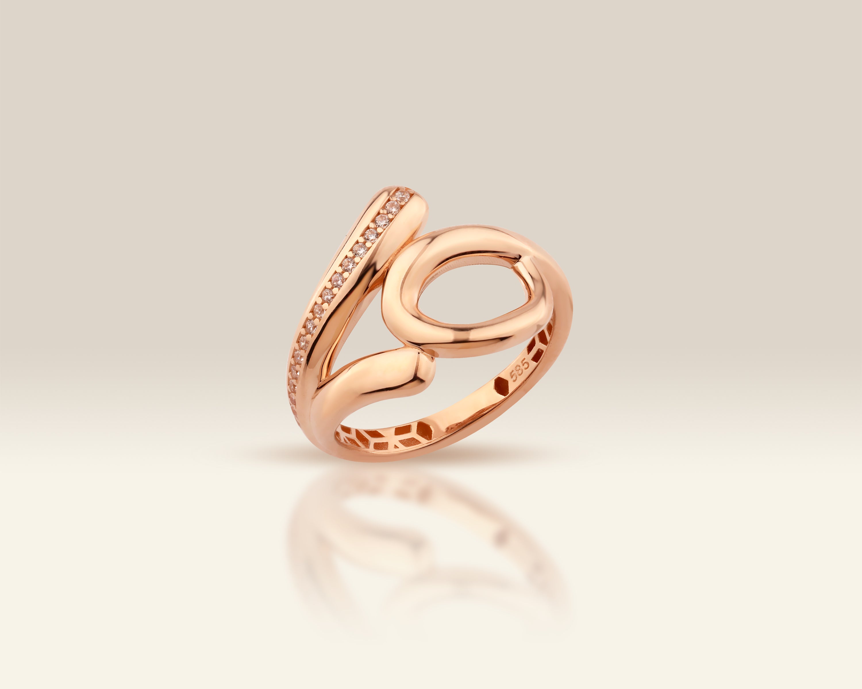 Single Loop Bypass Sculptural Gold Ring