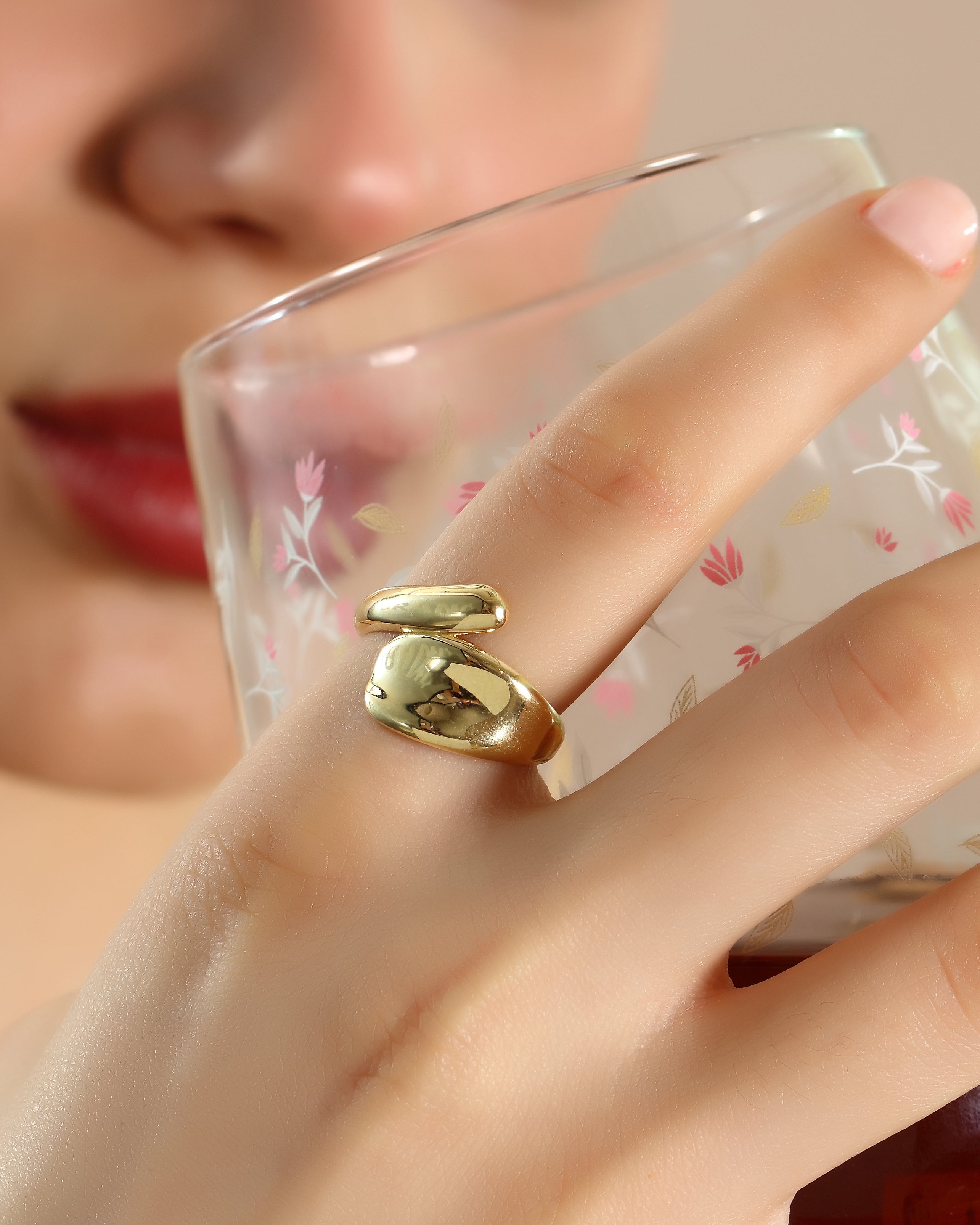 Bold Sculpted Gold Bypass Stacking Ring