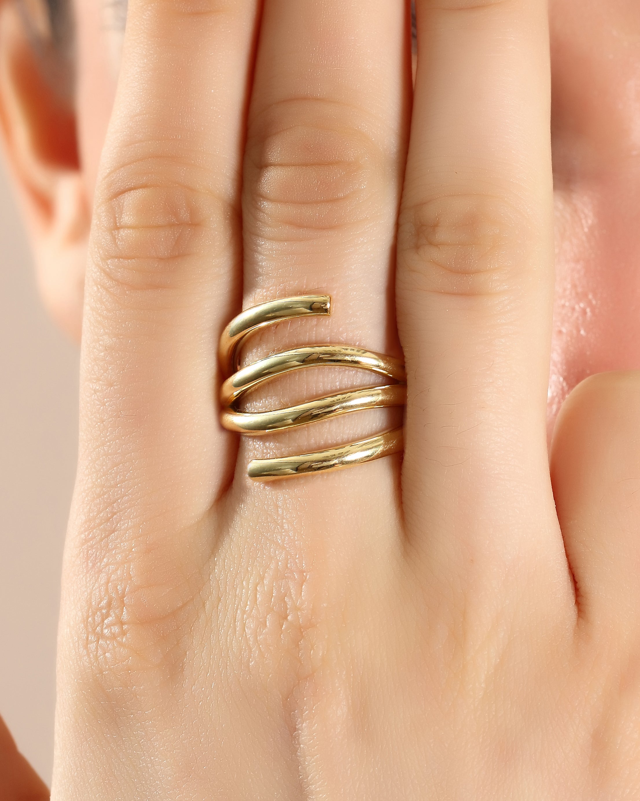 Sculpted Triple Band Gold Ring
