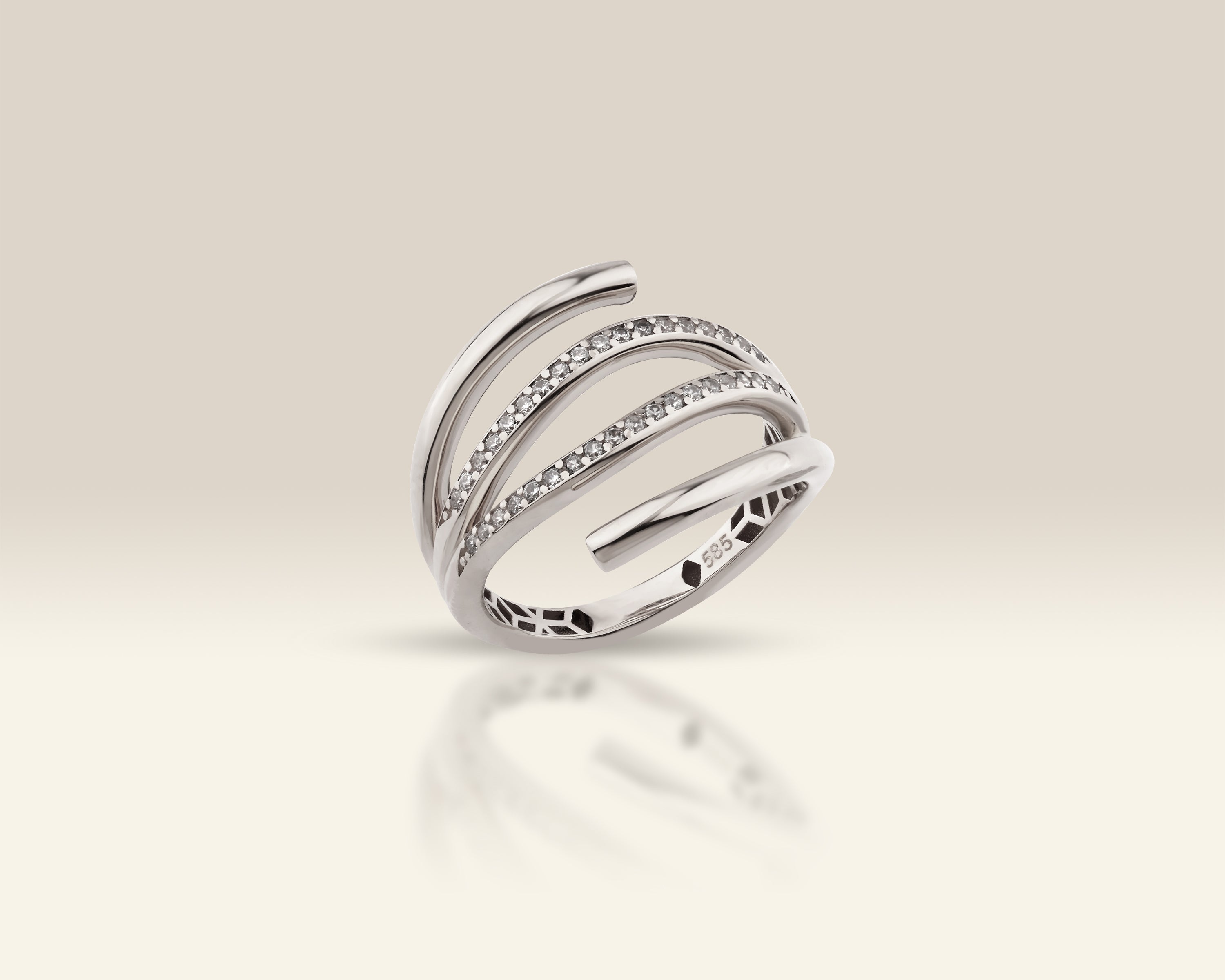 14K Solid Gold Minimalist Triple Band Ring