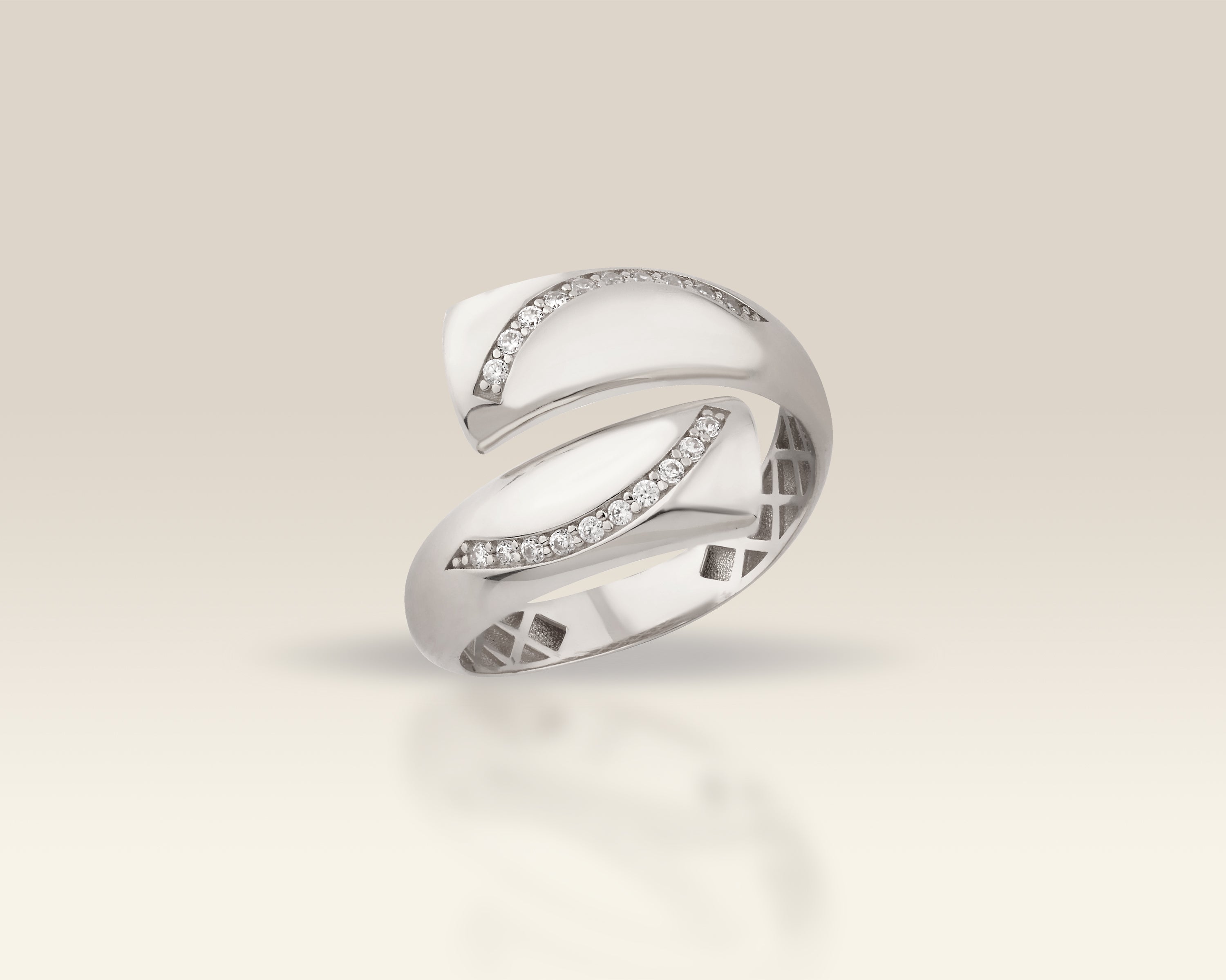 Open Wrap Bypass Crossover Dainty Ring – Solid Gold