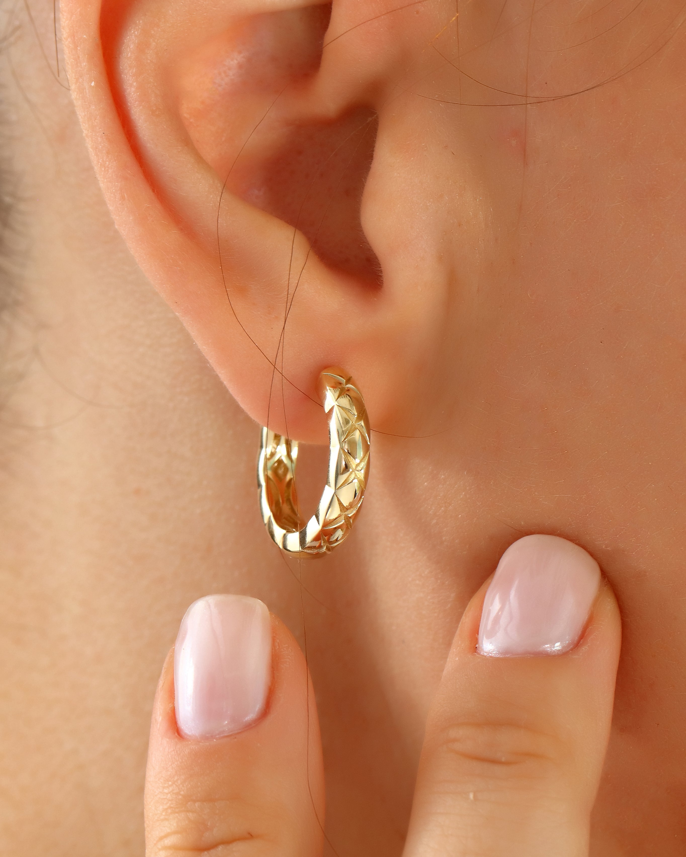 Solid Gold Chunky Huggie Hoop Earrings