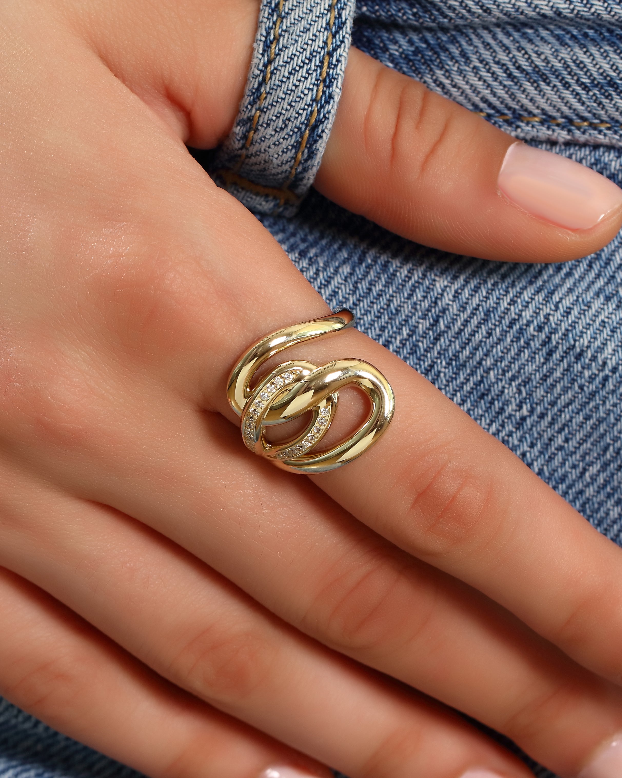 Freeform Swirl Solid Gold Ring