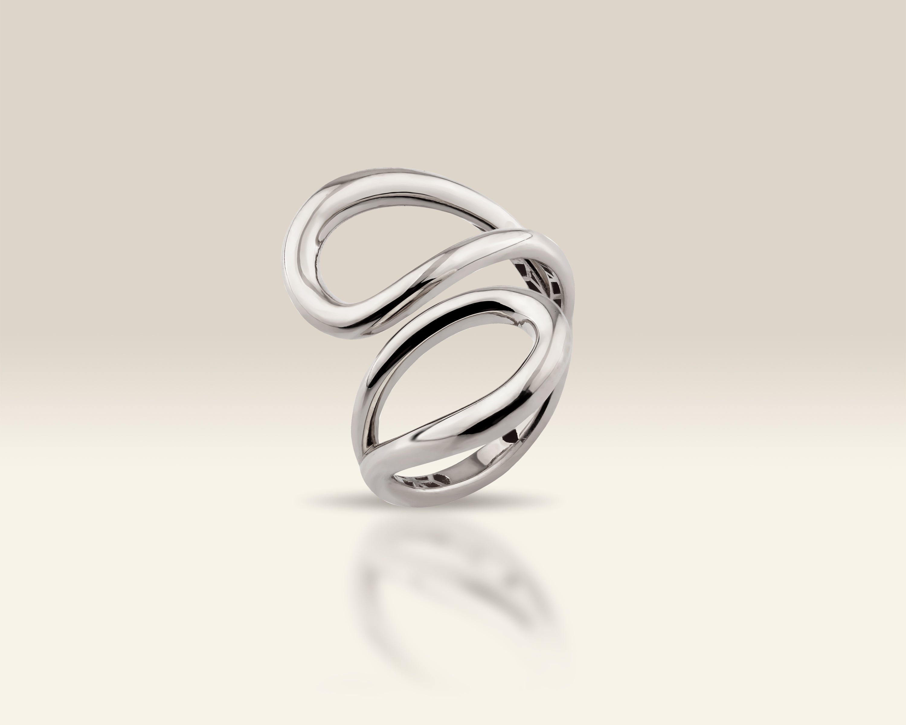 Solid Gold Double Loop Swirl Ring – Open Flowing Stacking Ring | 10K 14K 18K