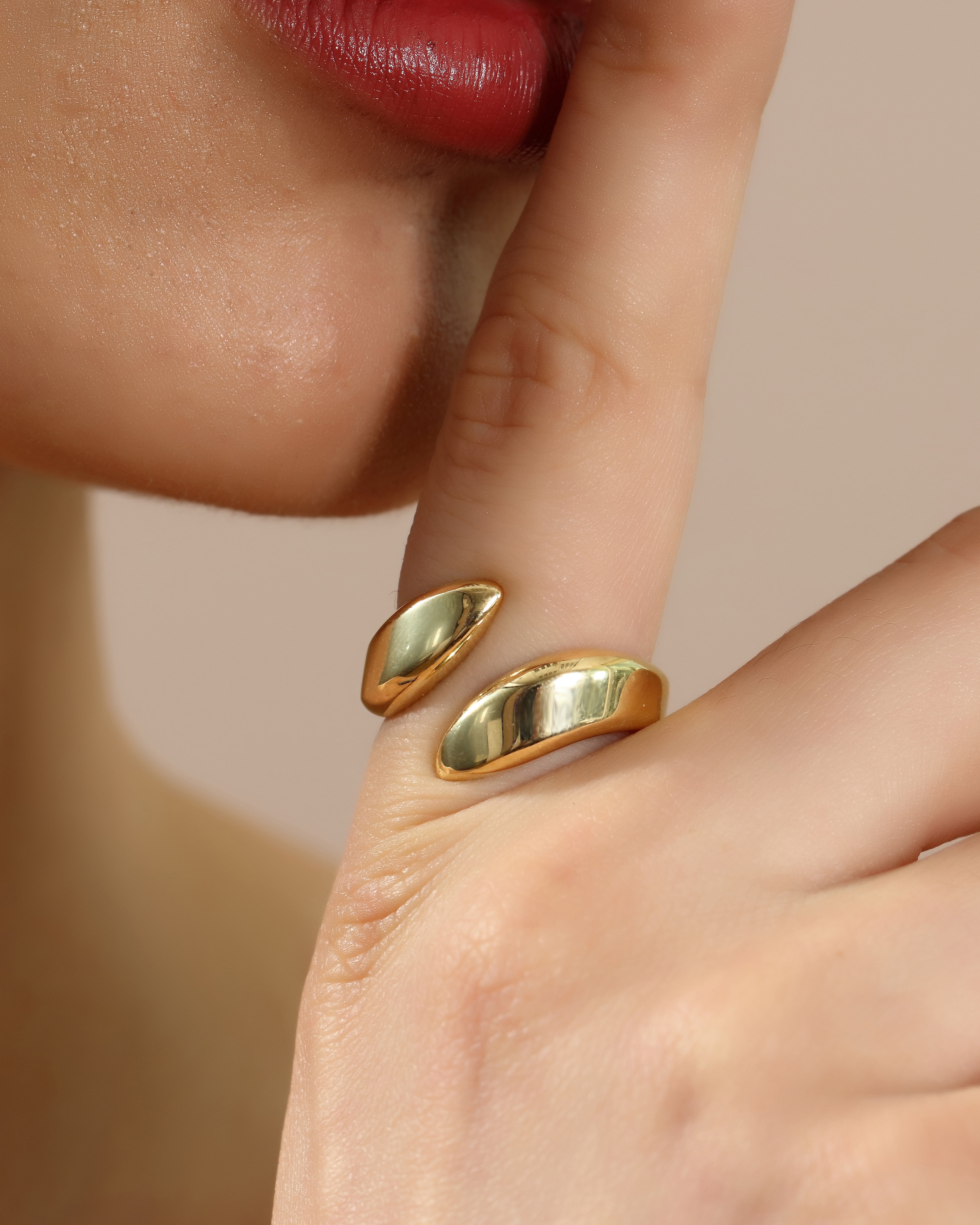 Solid Gold Open Chunky Statement Ring