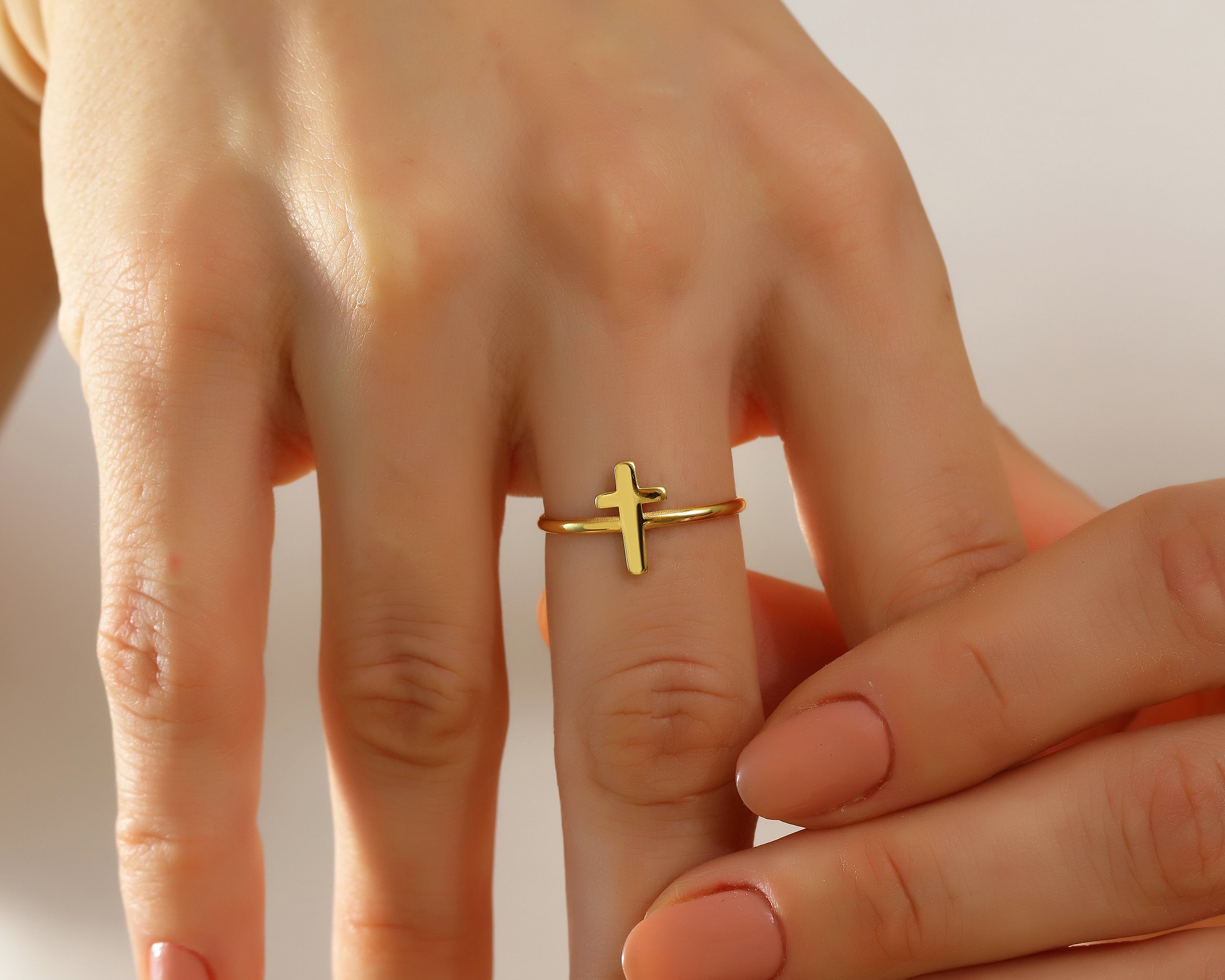 Minimalist Gold Cross Ring