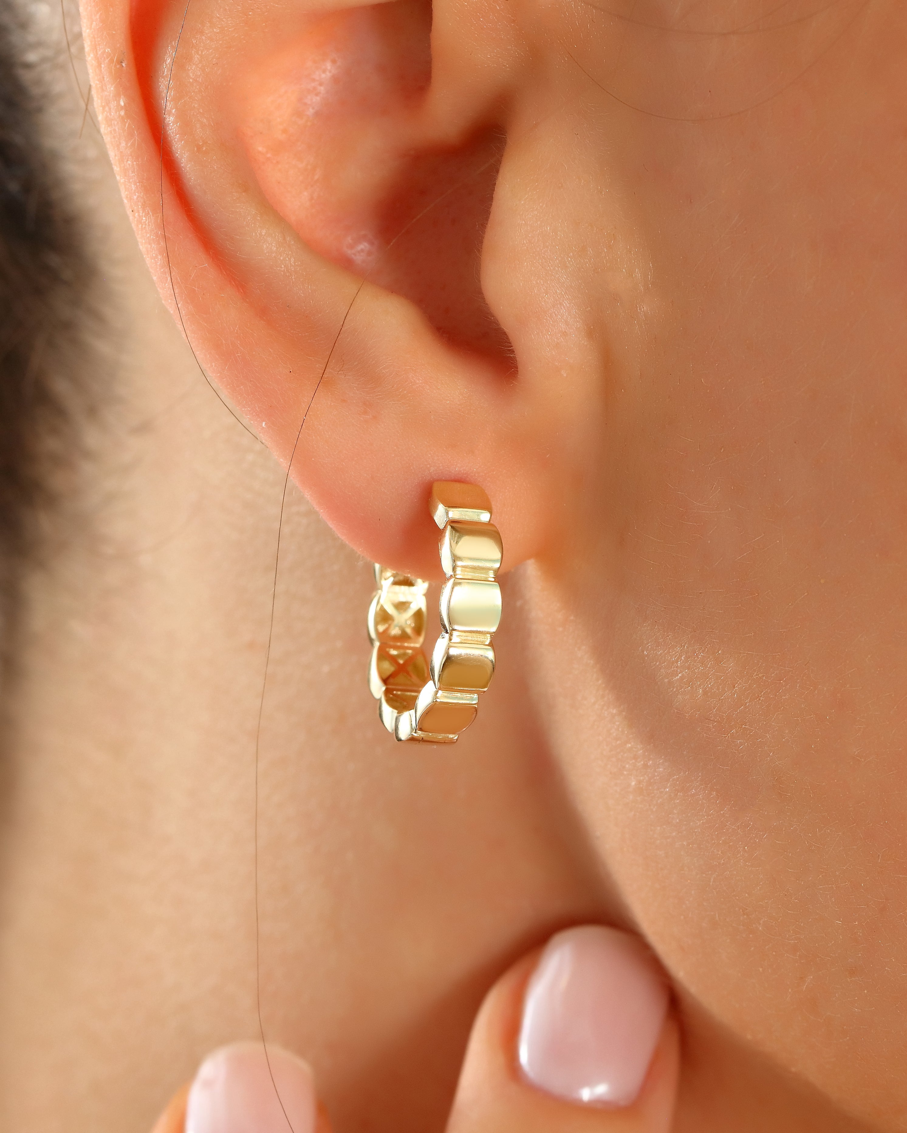 Square Geometric Gold Hoop Earrings