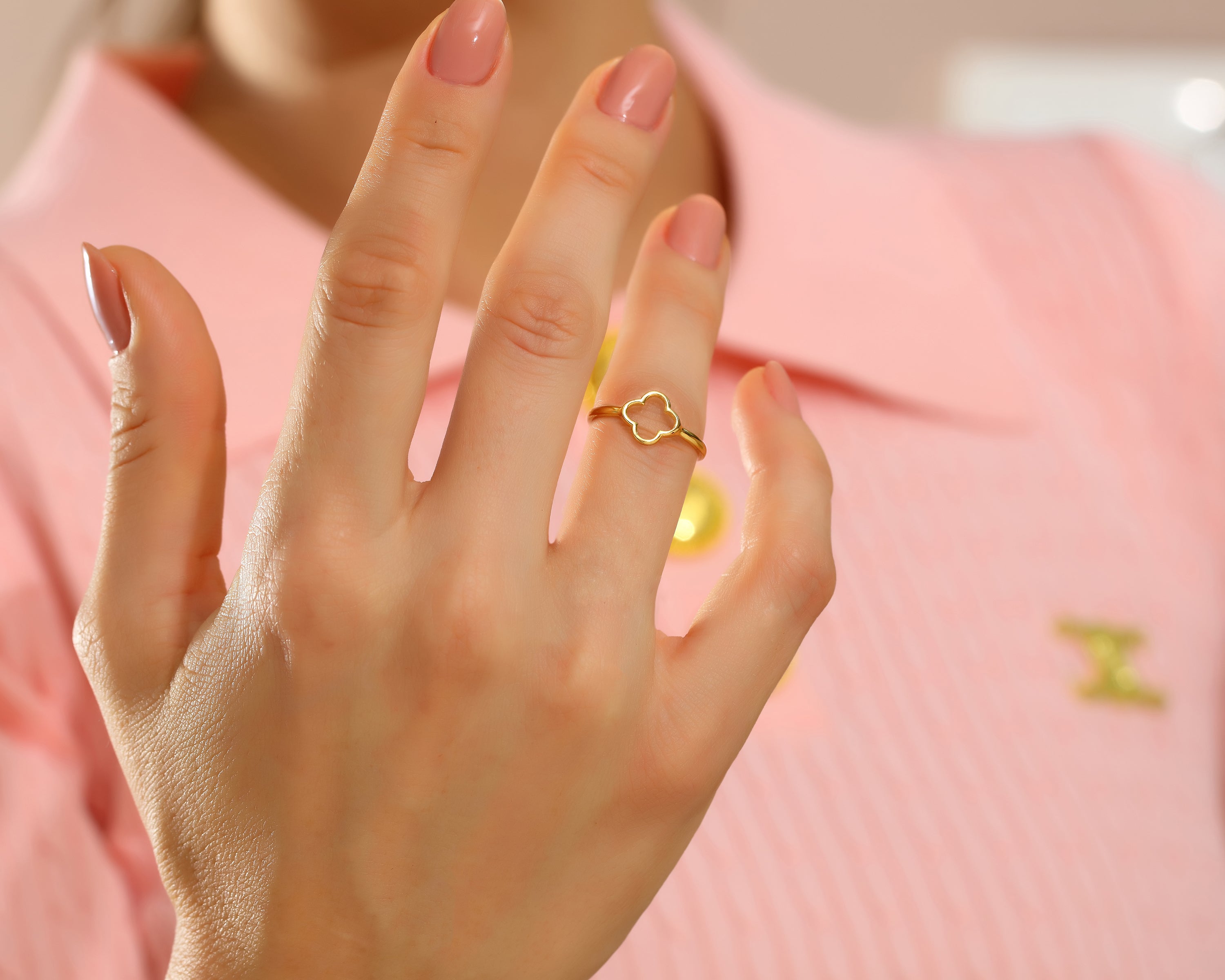 Delicate Clover Gold Ring