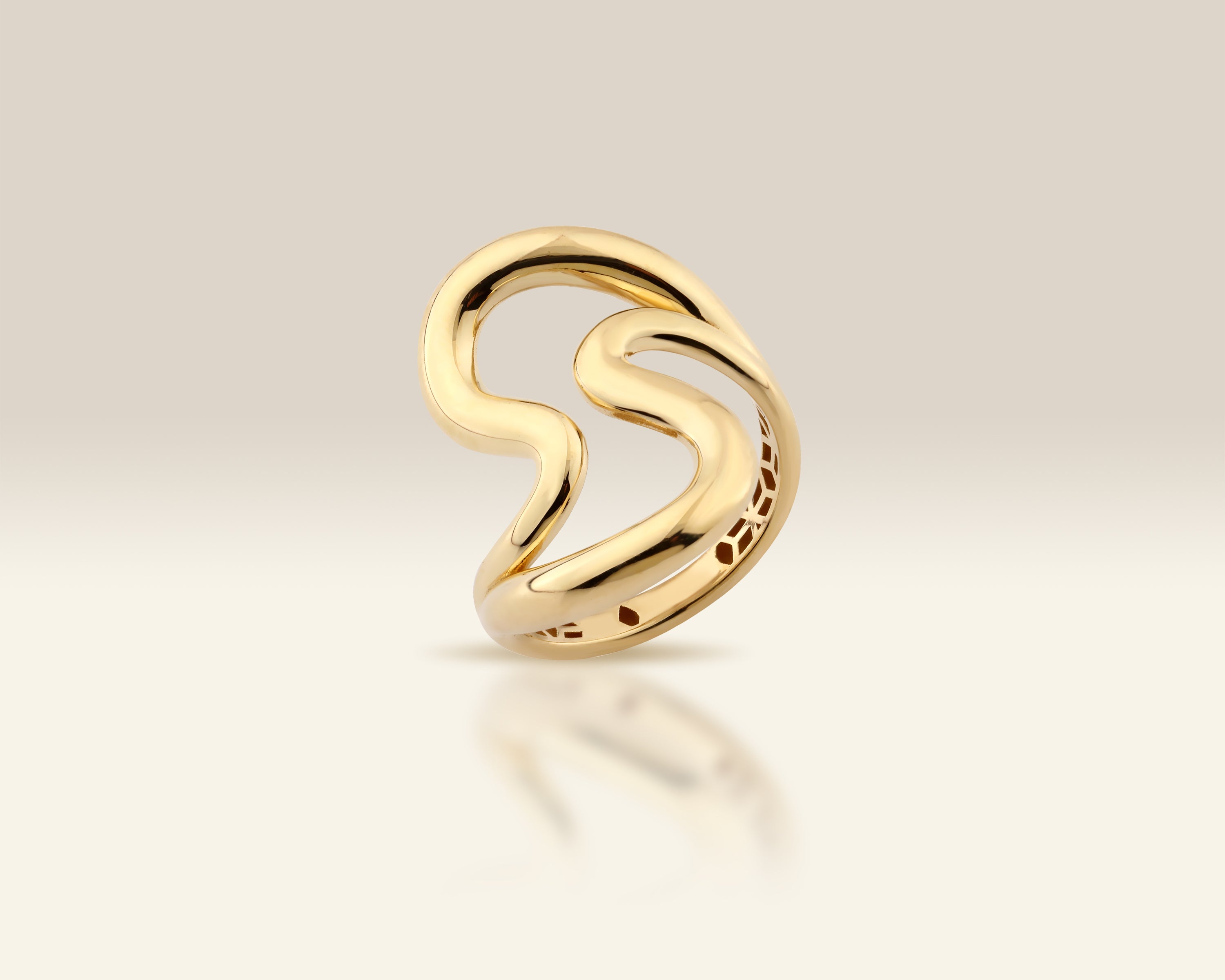 14K Gold Freeform Wave Statement Ring