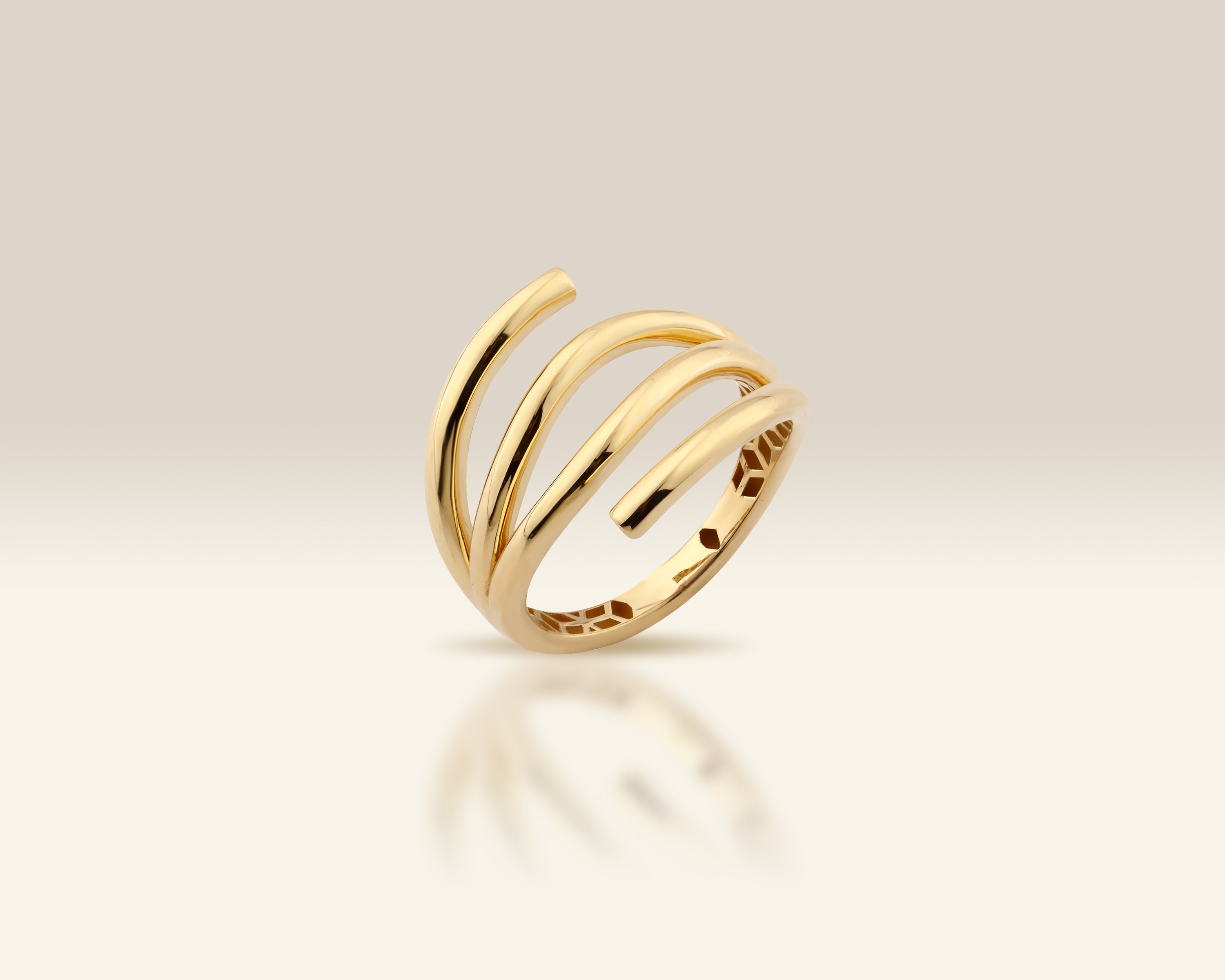 Sculpted Triple Band Gold Ring