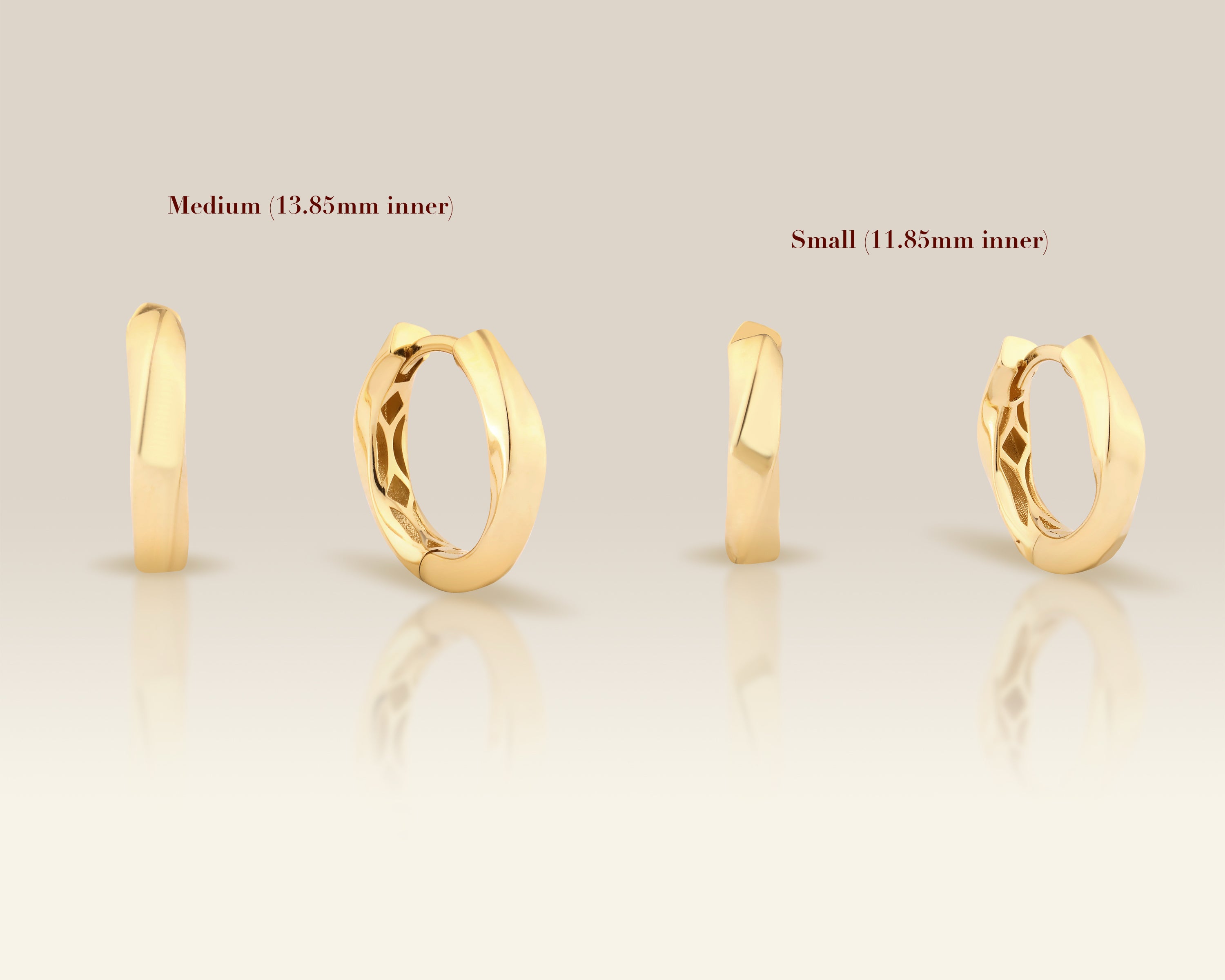 Solid Gold Twisted Hoop Earrings for Women