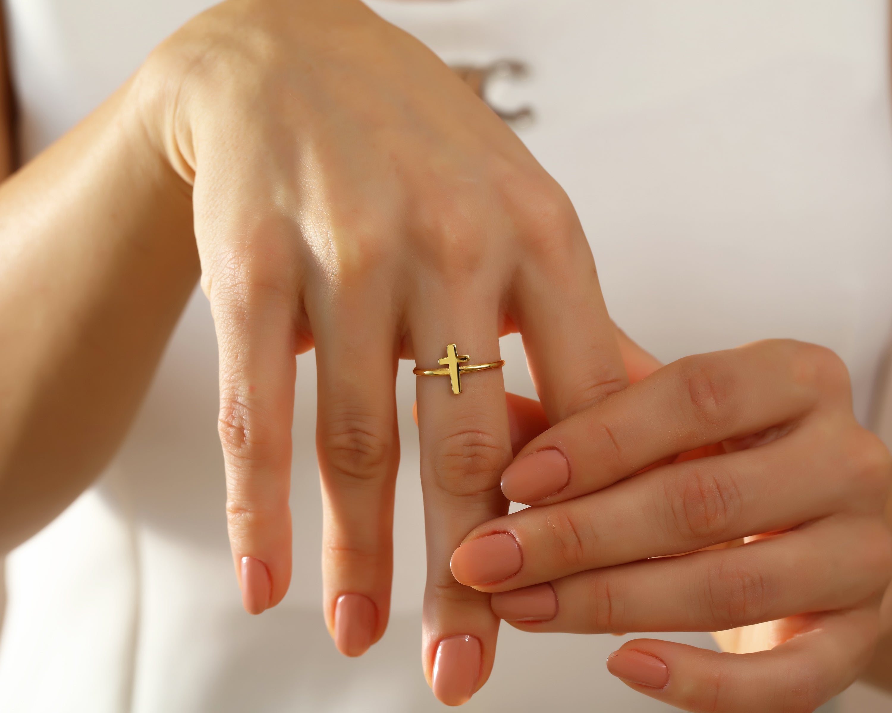 Minimalist Gold Cross Ring