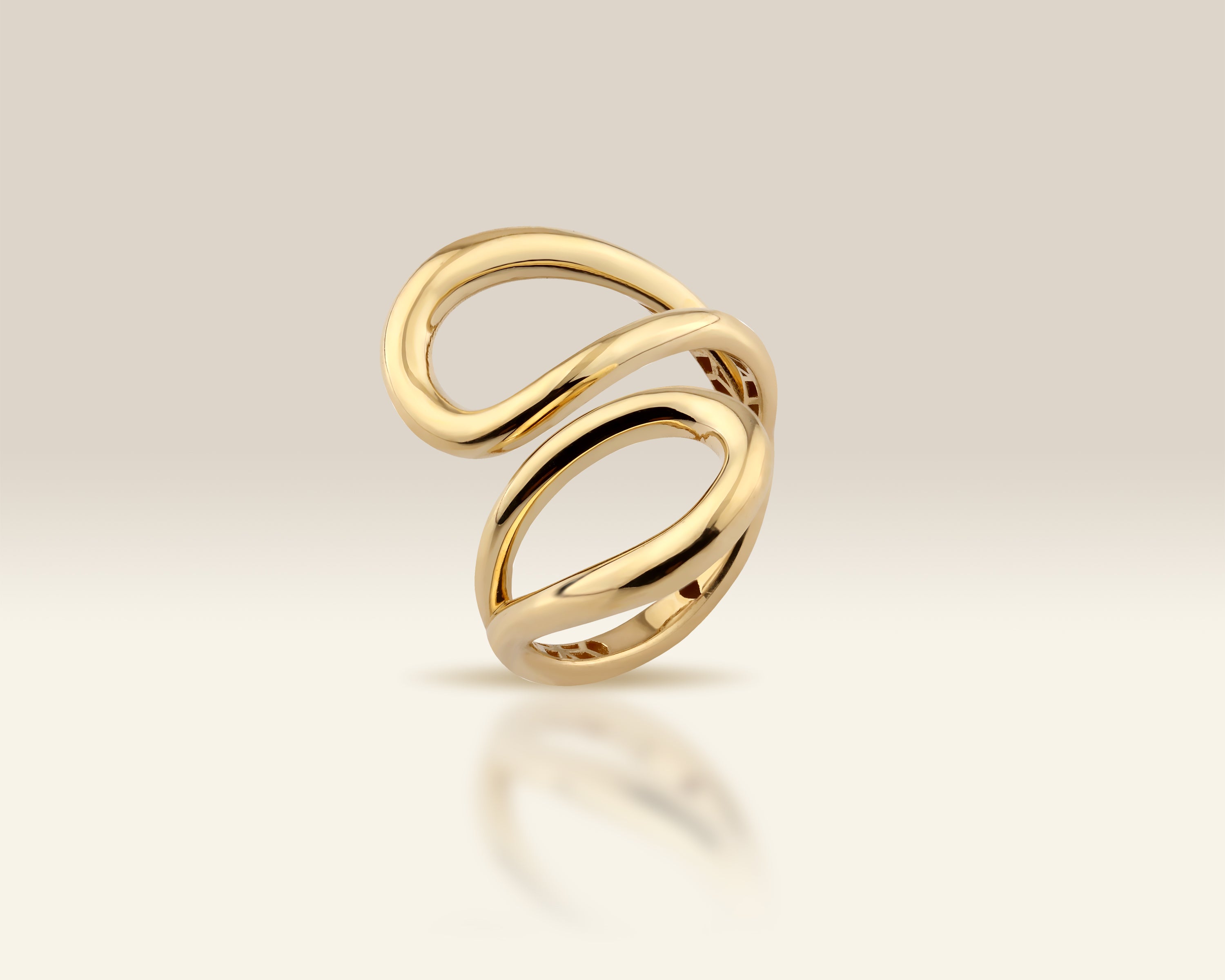 Dainty Double Loop Swirl Gold Ring