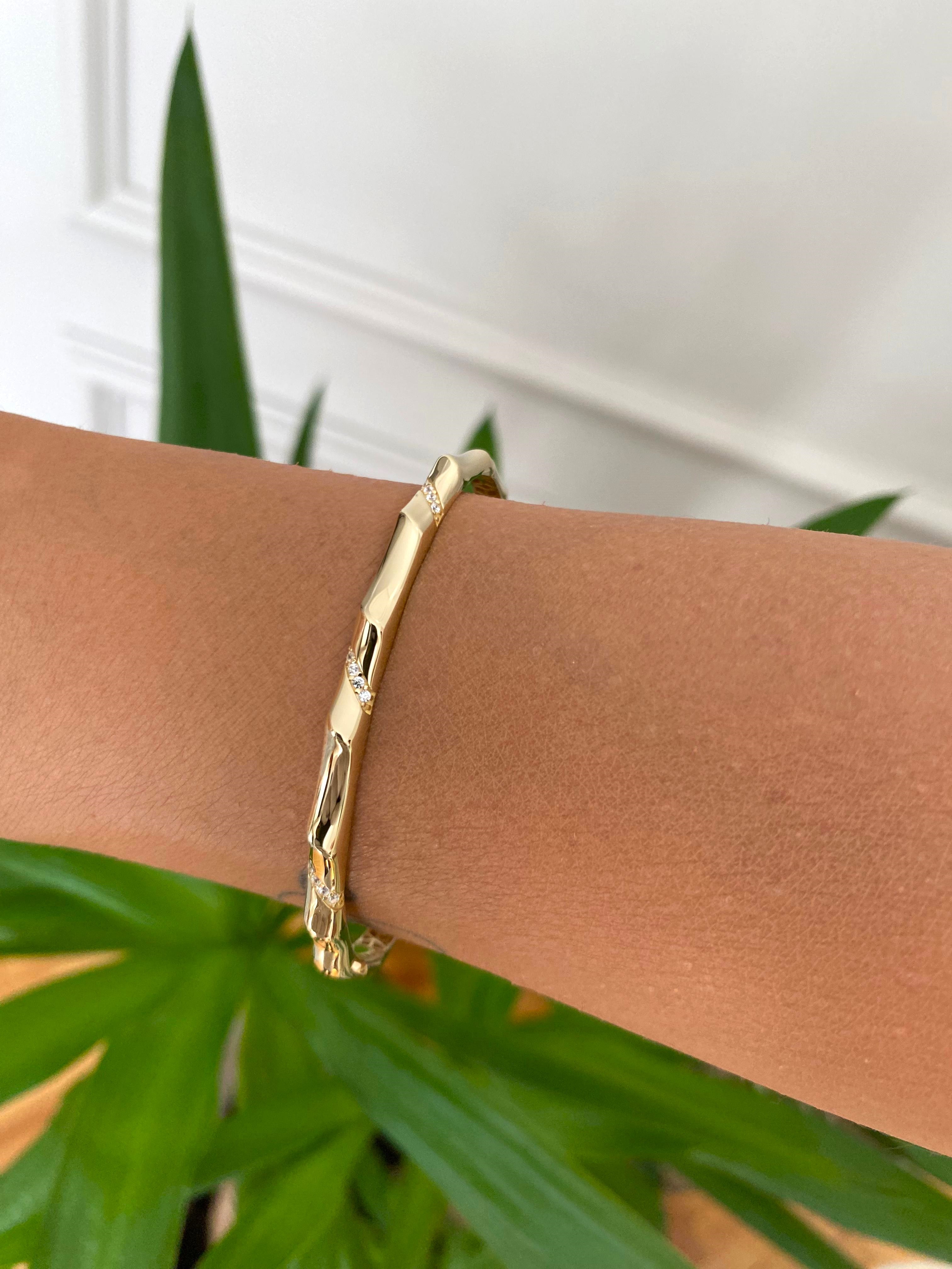 Sculpted Gold Pave Bangle