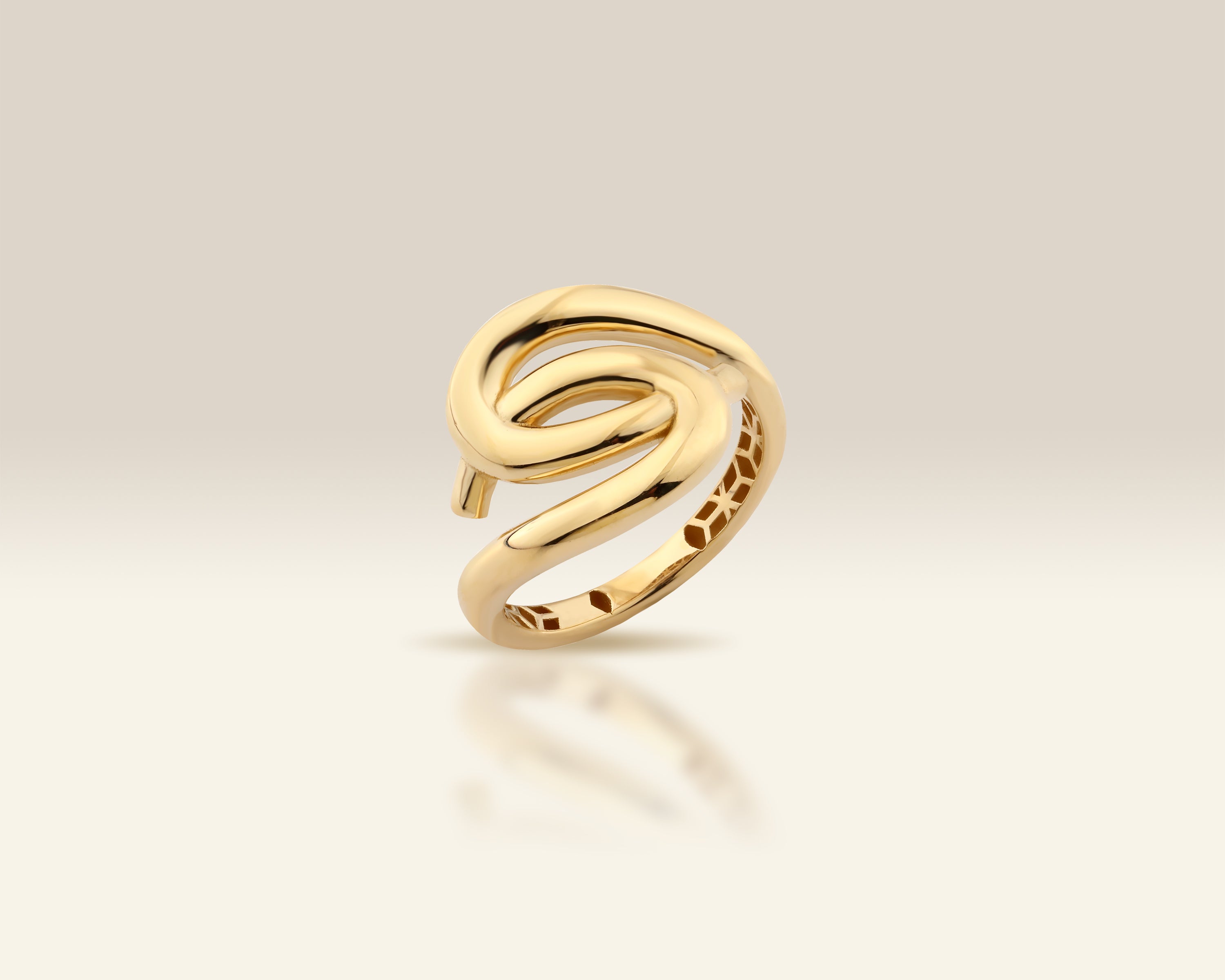 Intertwined Loop Wrap Bypass Solid Gold Ring