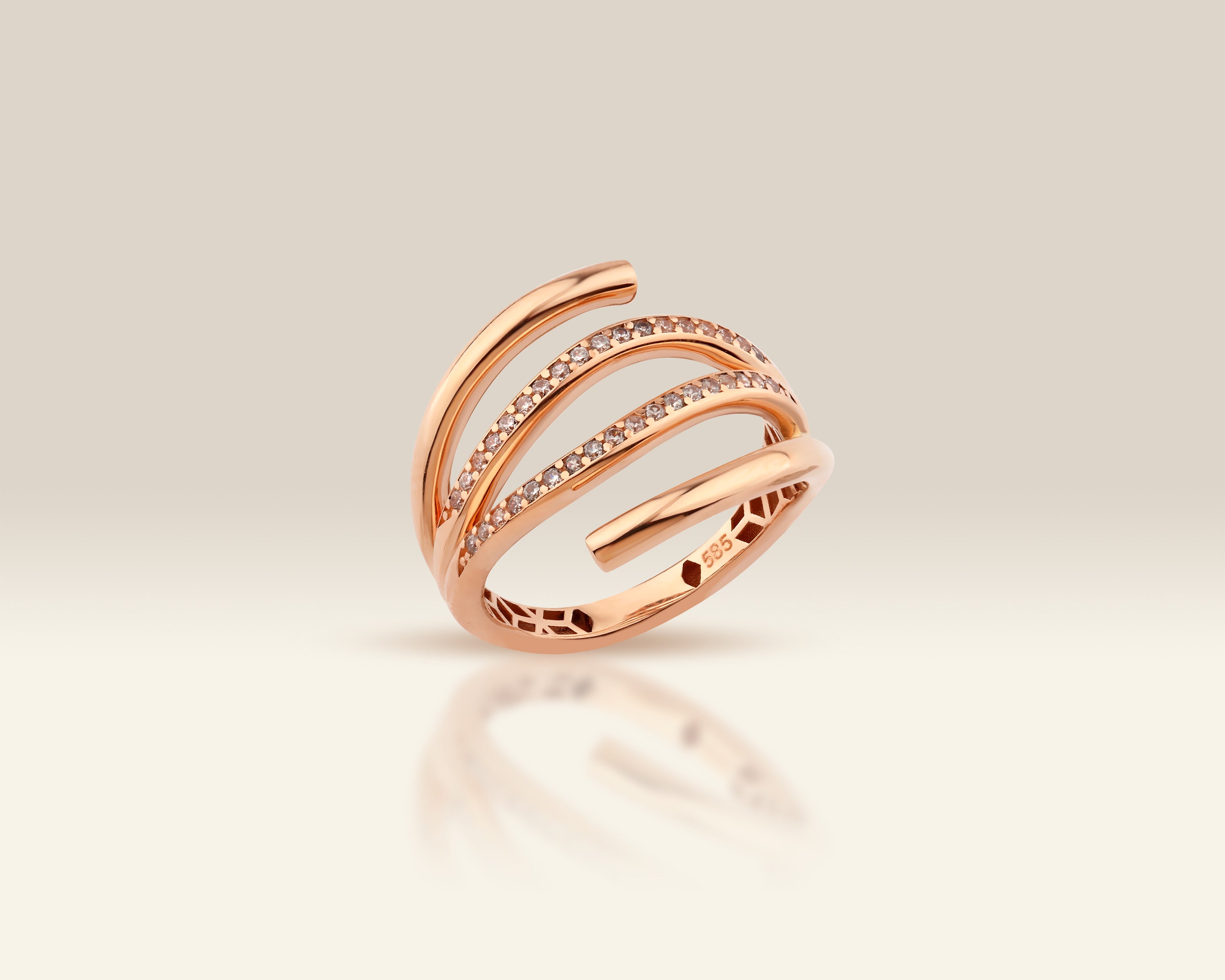 14K Solid Gold Minimalist Triple Band Ring