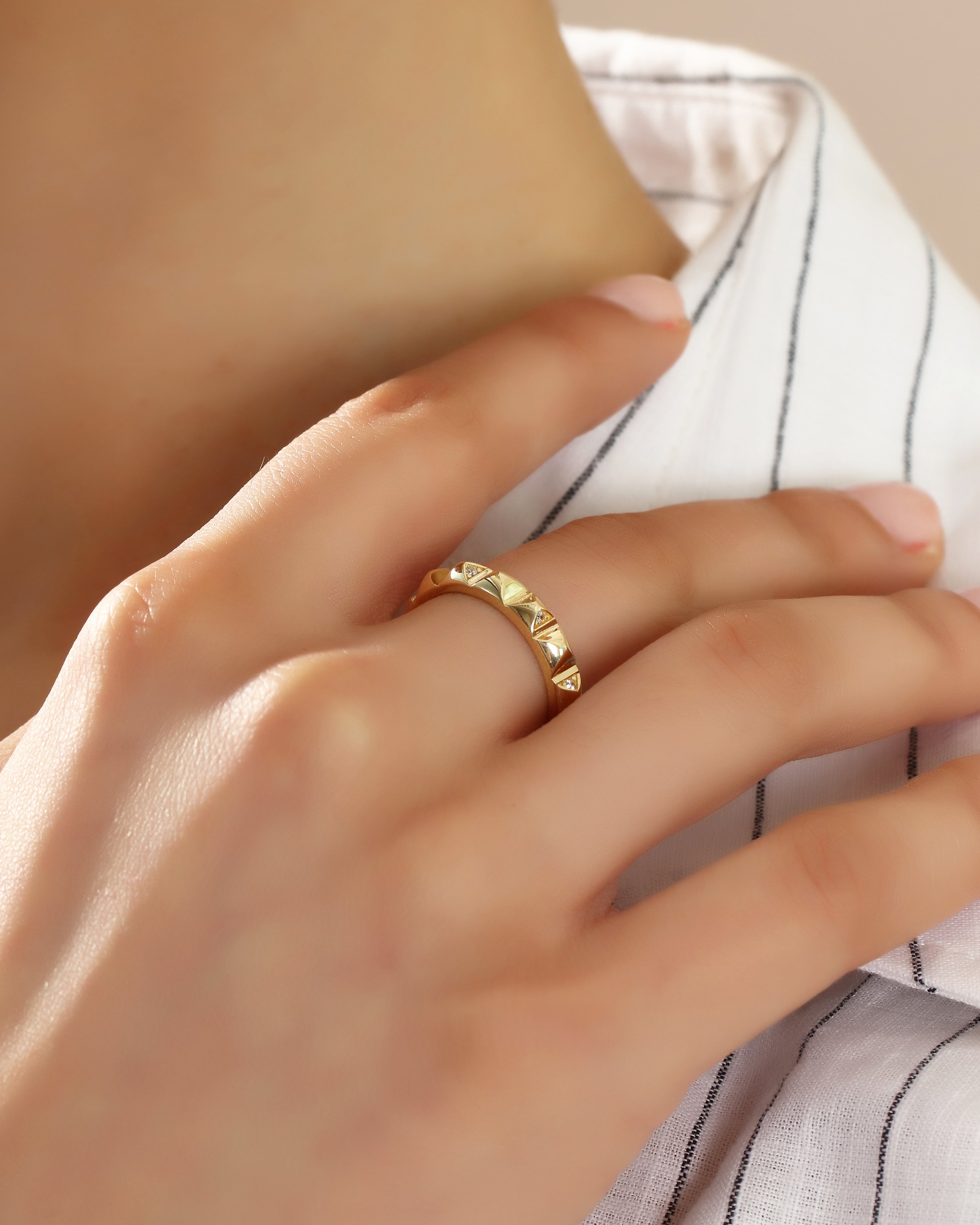 Gold Pyramid Statement Ring