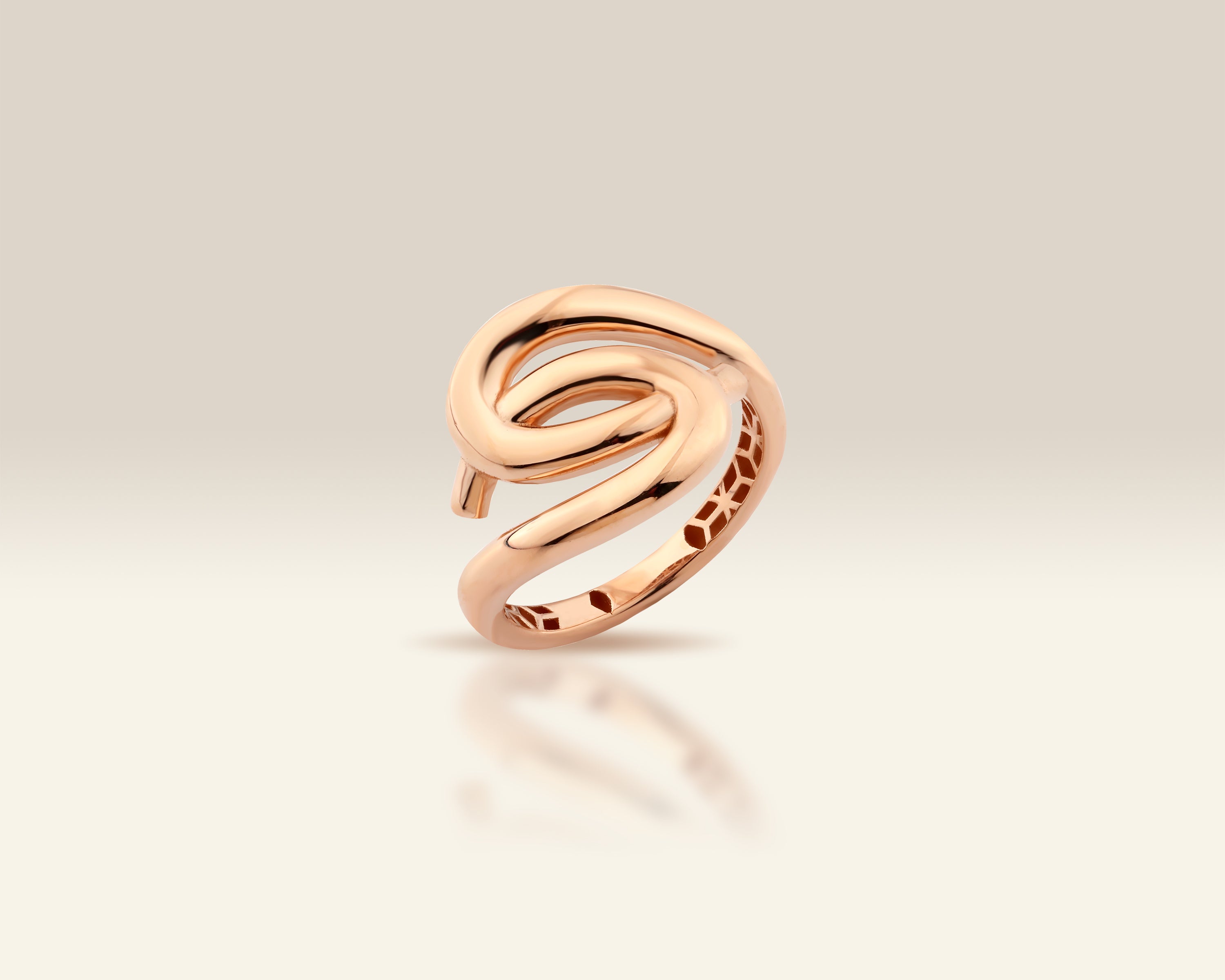 Intertwined Loop Wrap Bypass Solid Gold Ring
