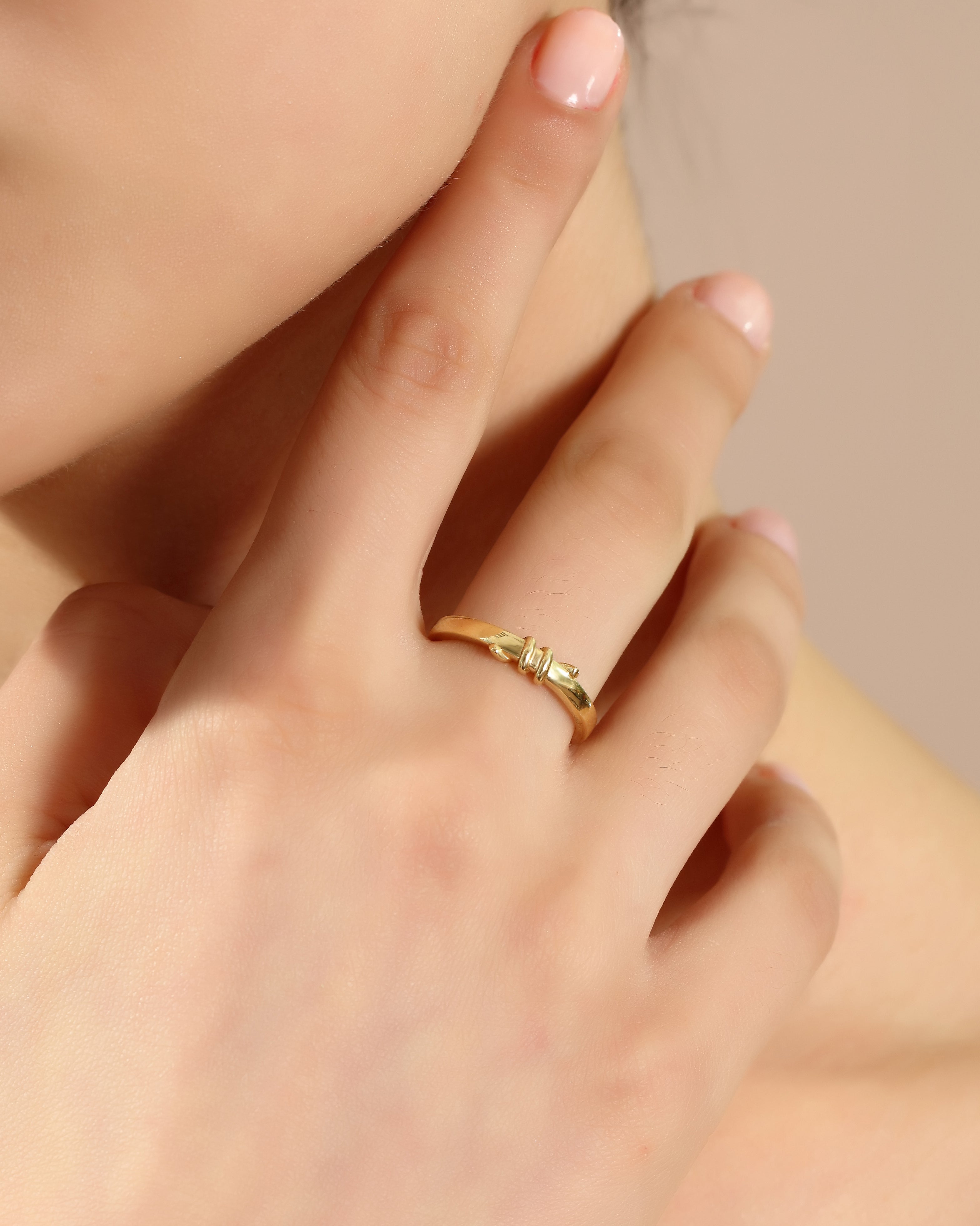 Dainty Knot Band Ring in Solid Gold