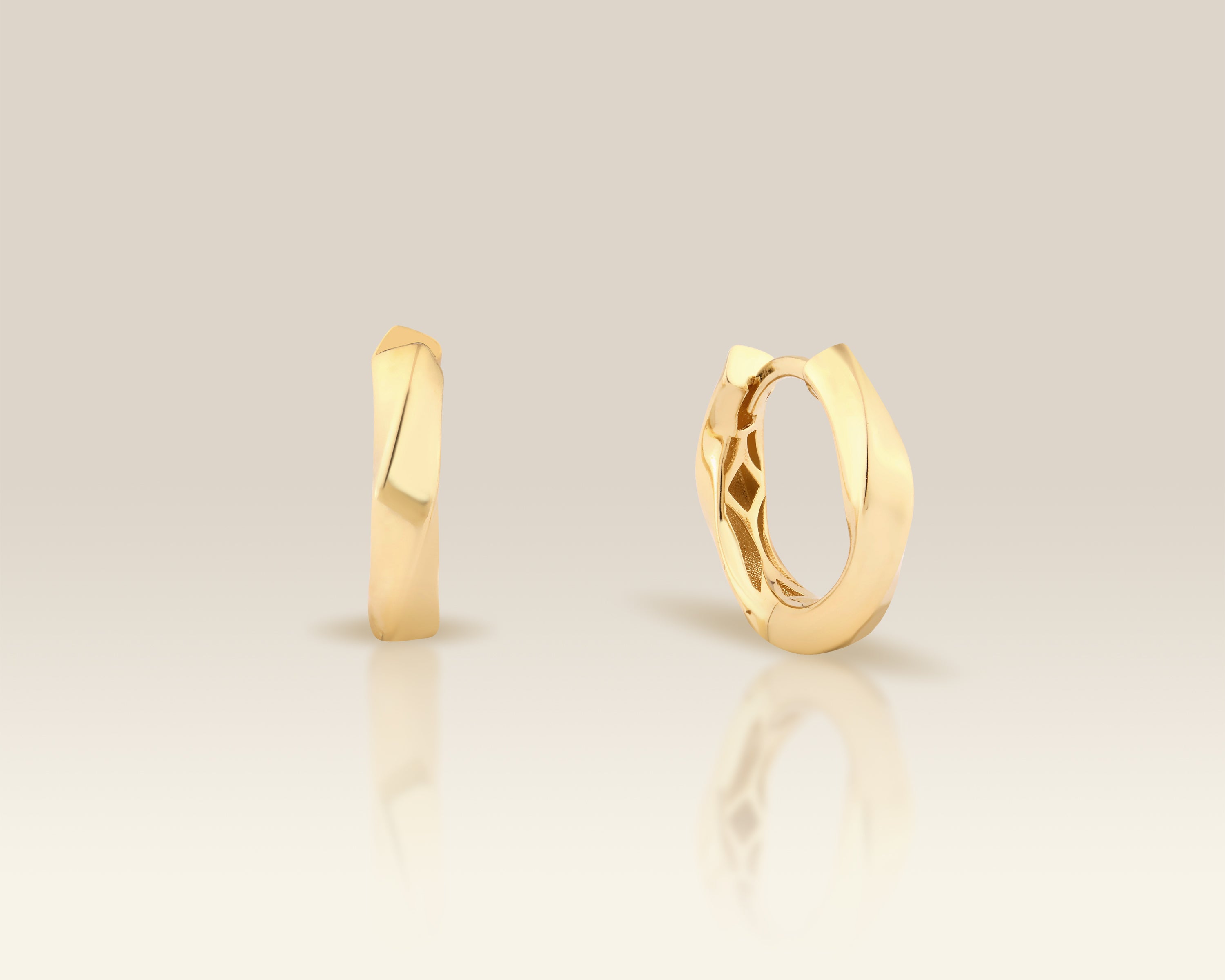 Solid Gold Twisted Hoop Earrings for Women